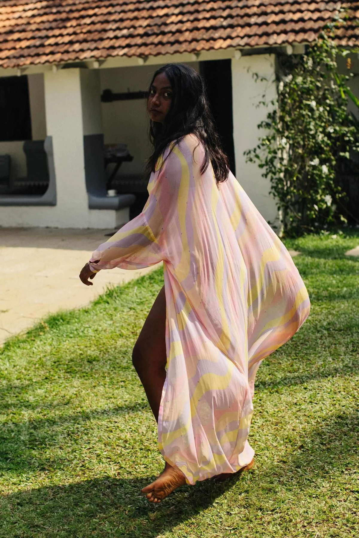 Jasmine Wave Front Open Kaftan