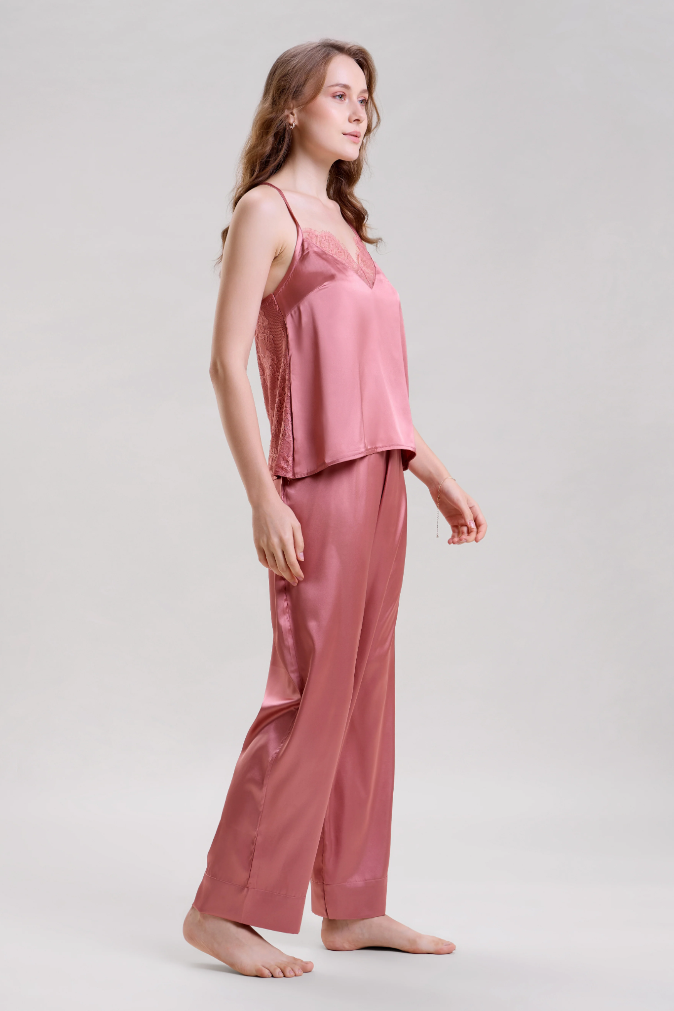 Blush Pink Lace Cami Top and pyjama set