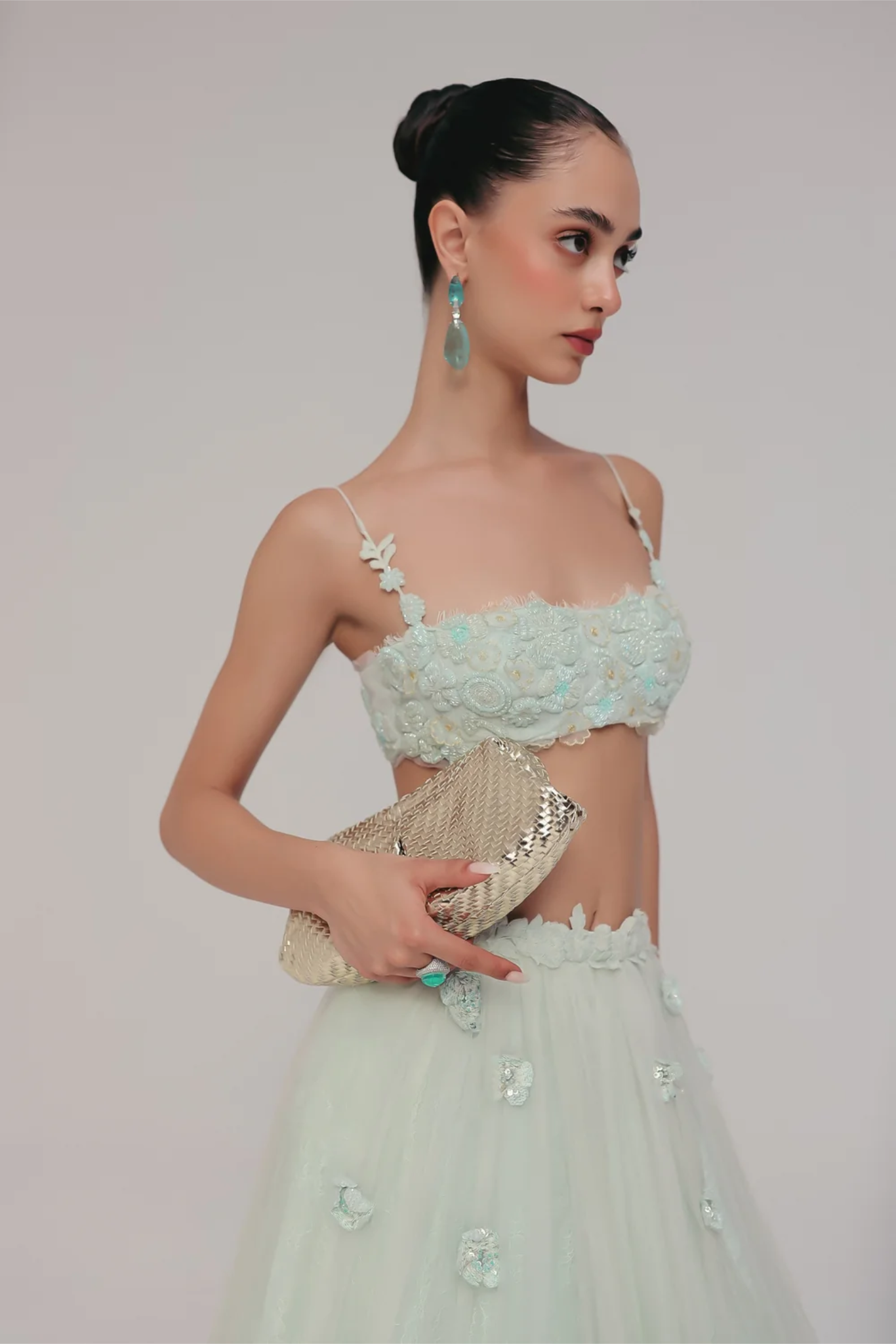 A cornflower blue Lehenga