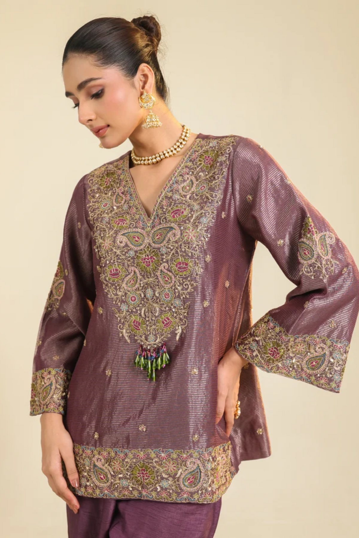 Purple Stripe Farha Co-ord Set