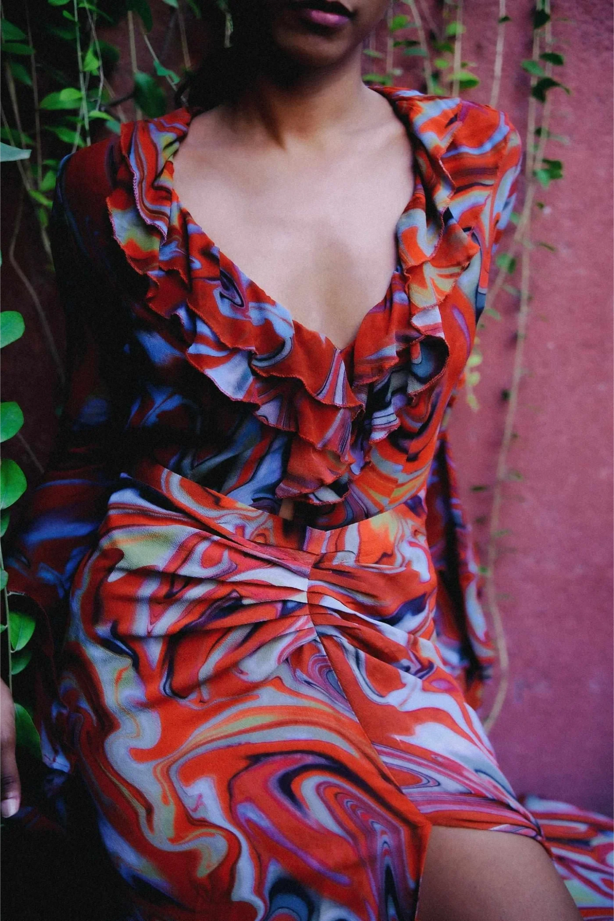 Cayenne Wave Waist Defining Ruched Sarong Skirt