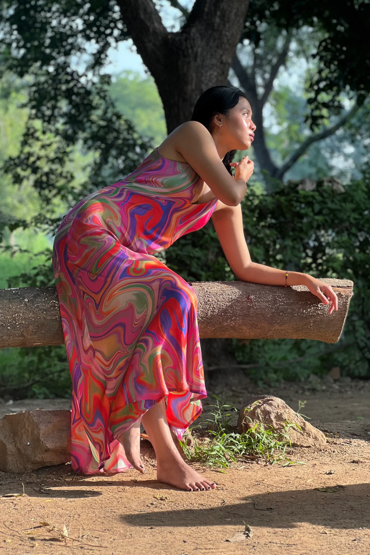 Satin Slip Dress - Candy Wave