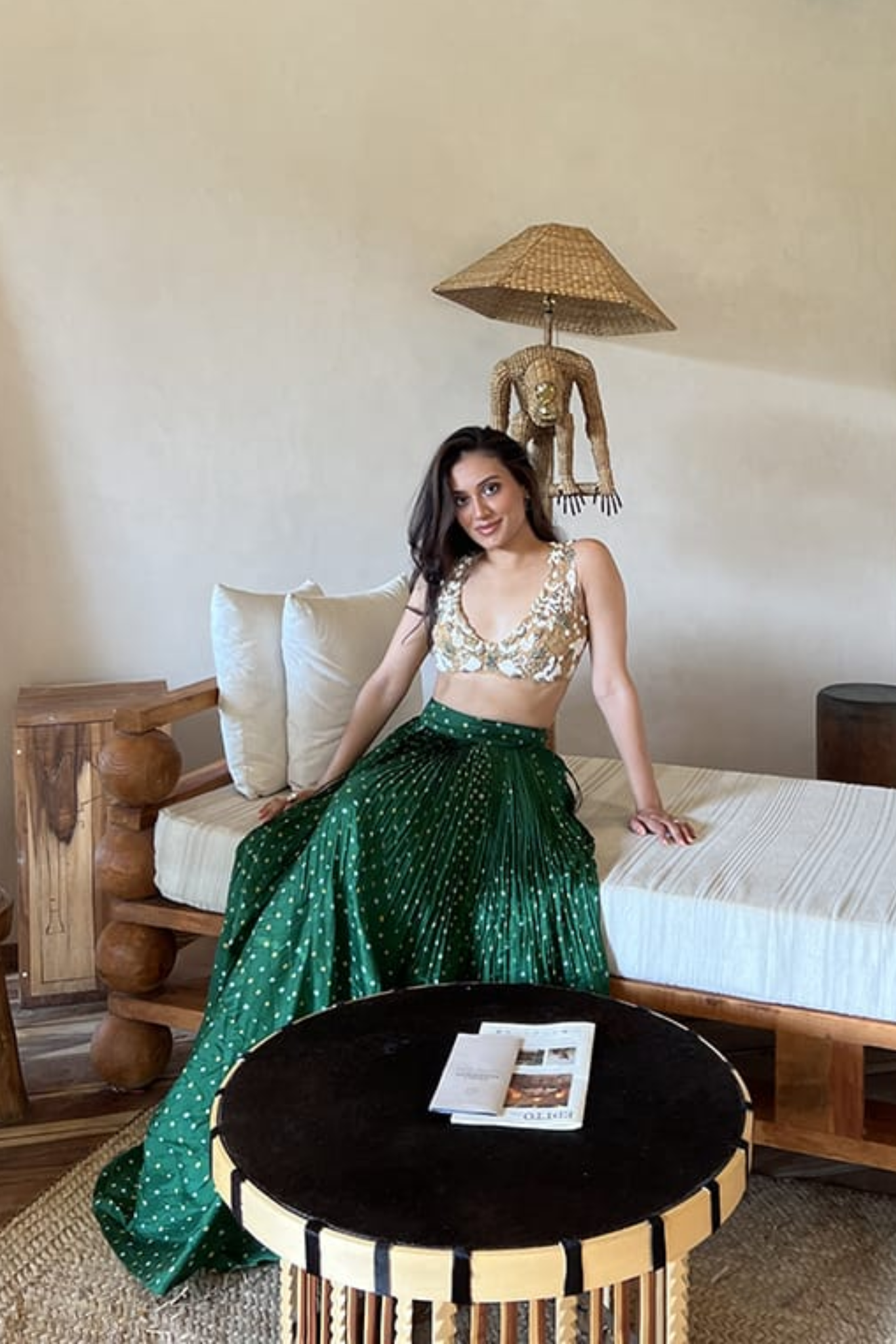 EMERALD BANDHINI, SLINKY NUDE BLOUSE
