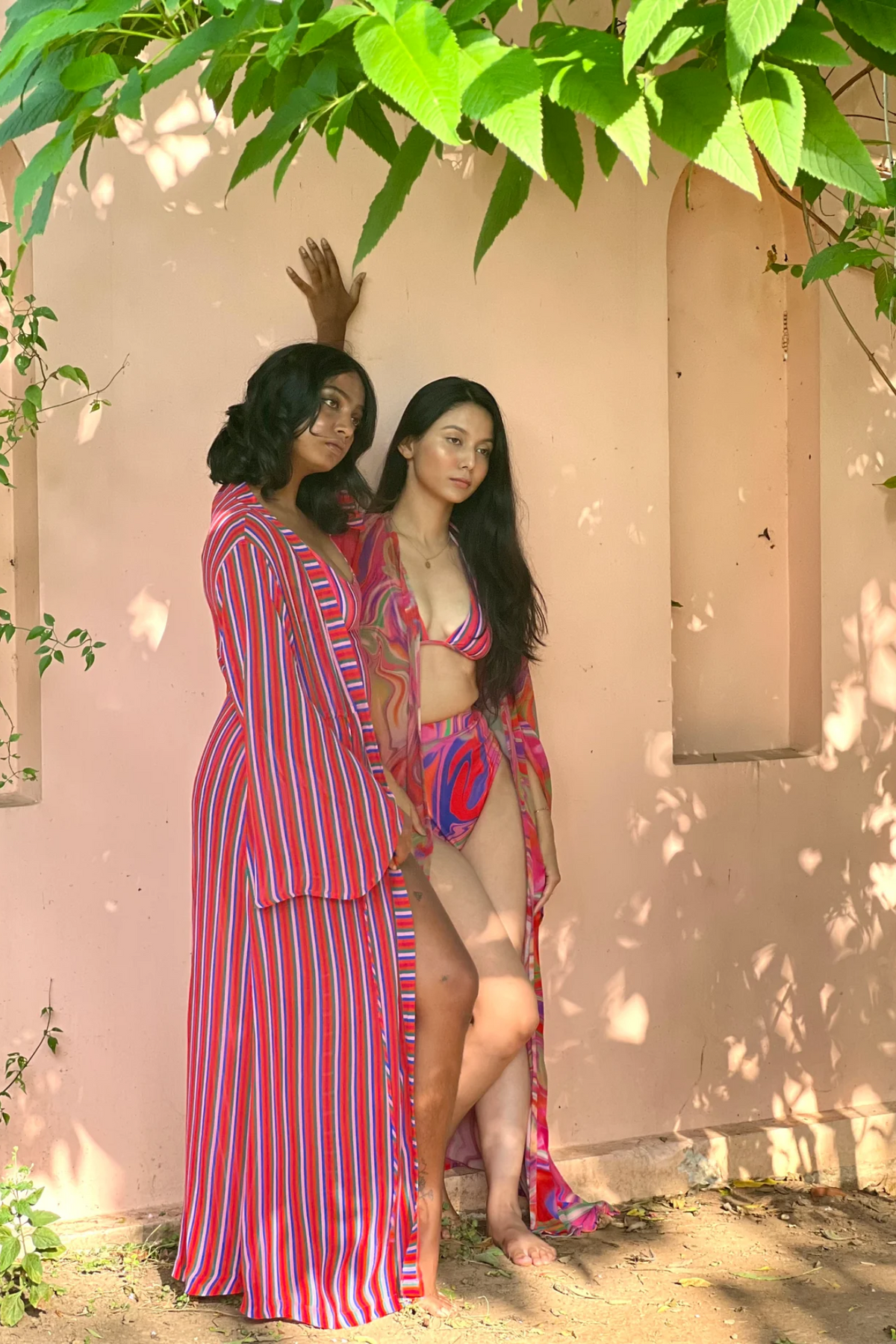 Kaftan with Drawstring Waist - Candy Stripes