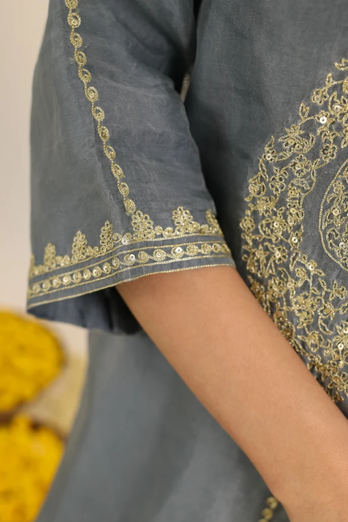 Mist Blue Janki Scalloped Kurta Set