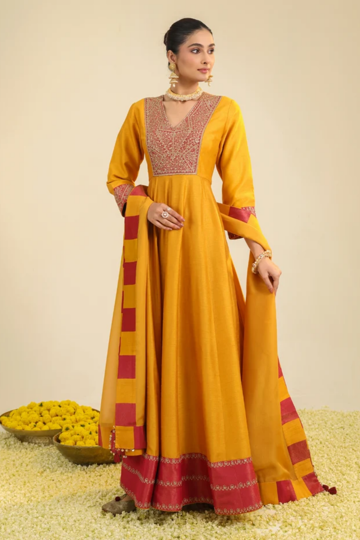 Rust Samaira Anarkali Set