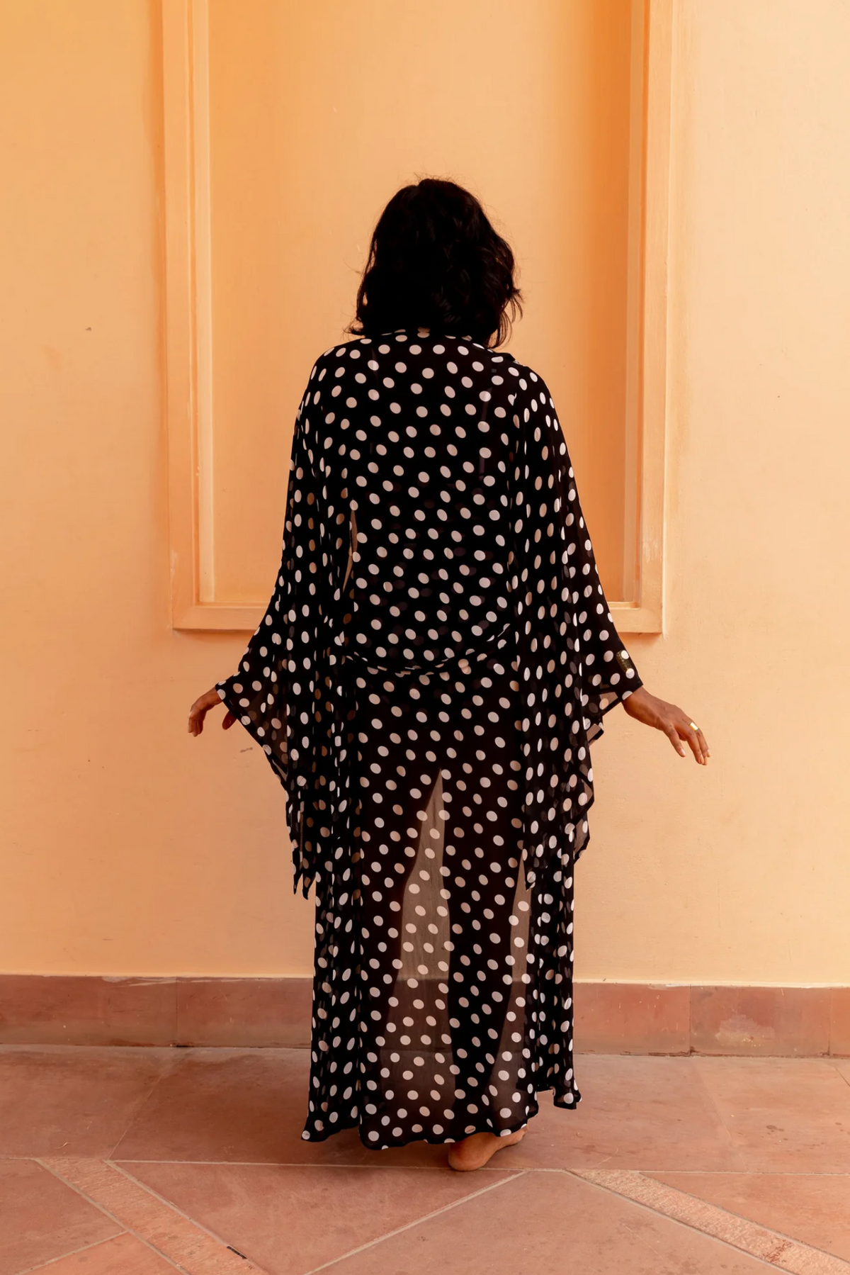 Kaftan with Butterfly Sleeves - Noir Dot