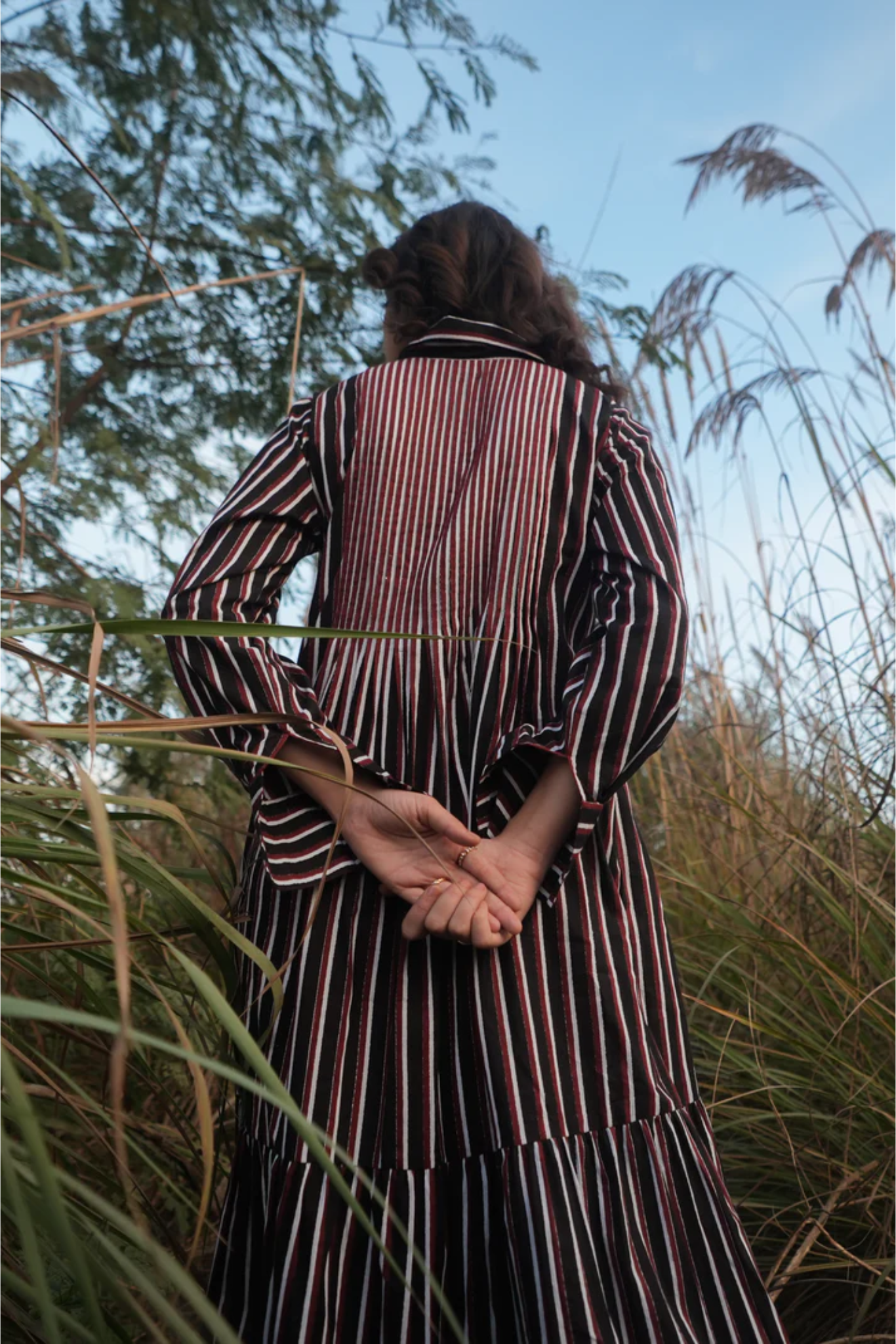 Akari Striped Dress - Black