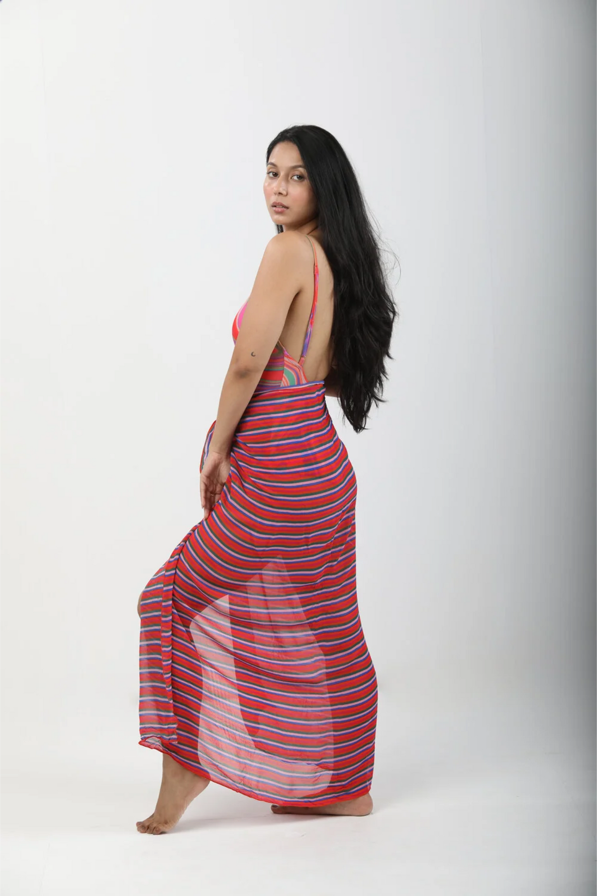 Low Back One Piece Swimsuit - Candy Wave