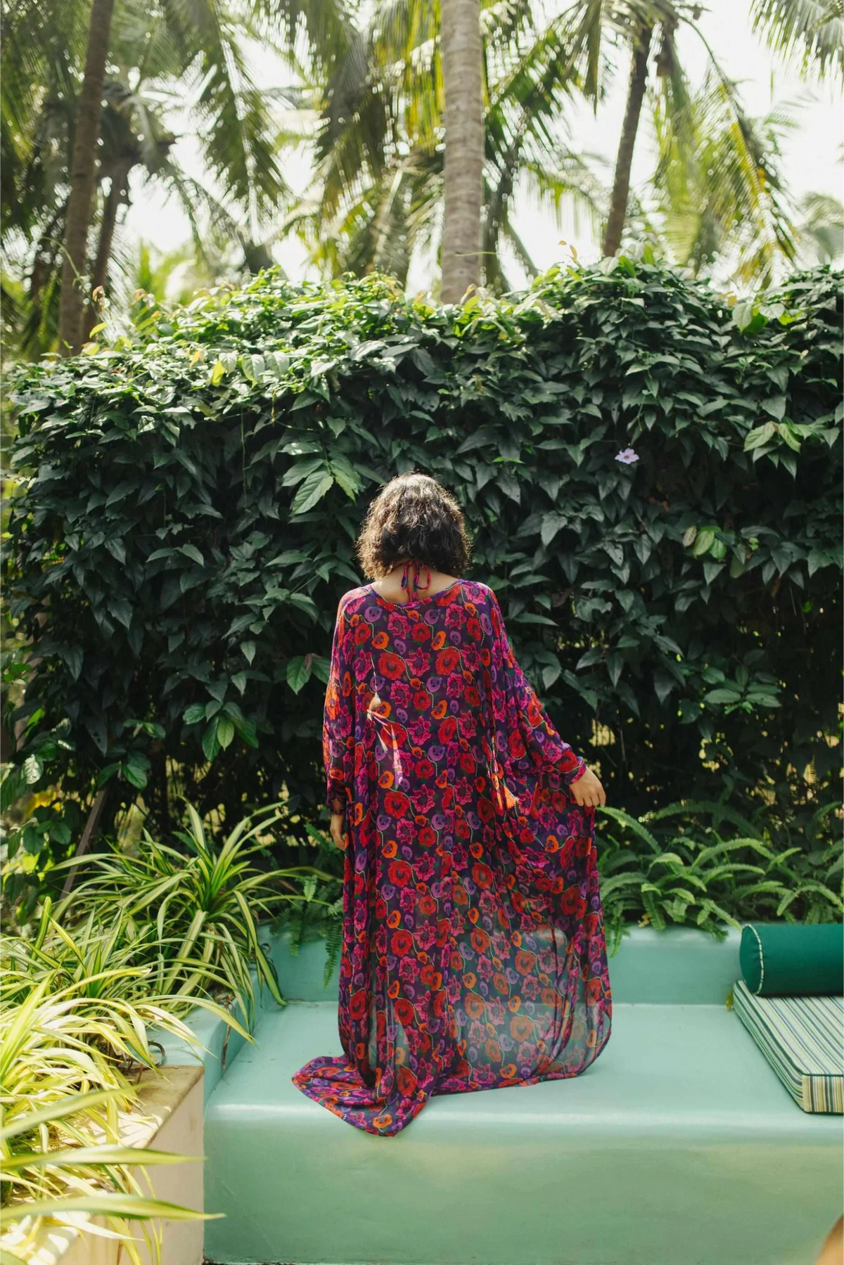 Oriental Poppy Front Open Kaftan