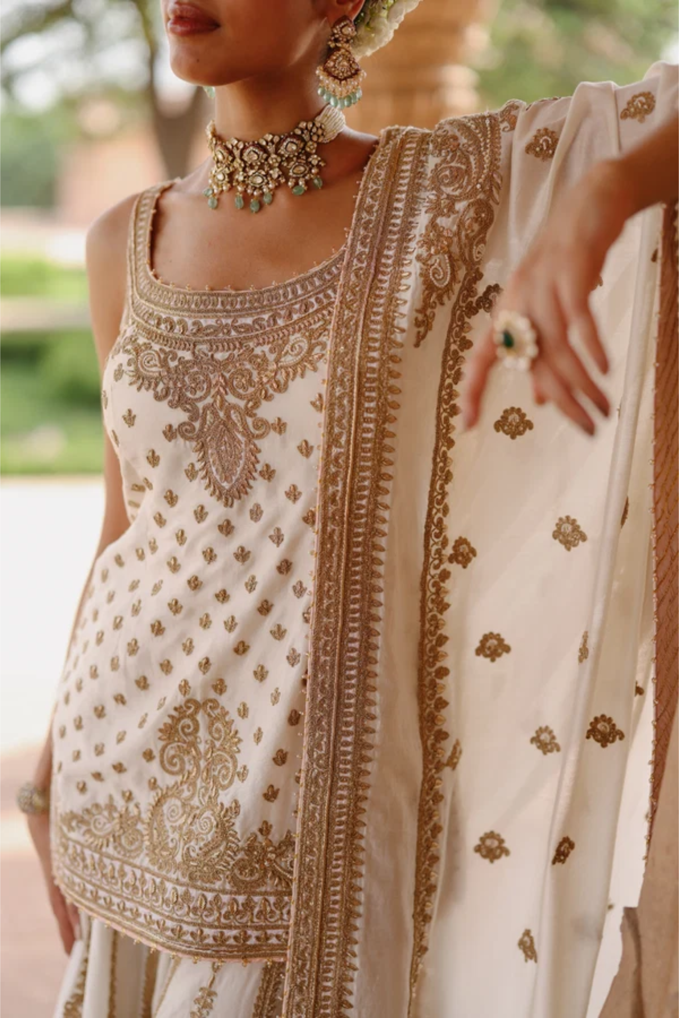 Shabnam - Daisy Ivory Kurta Set With Sharara & Dupatta