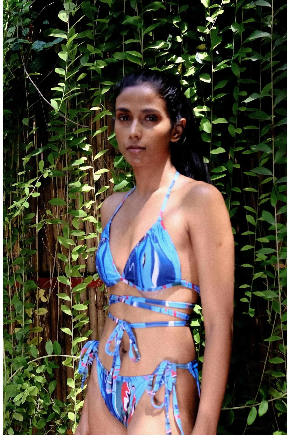 Cosmic Wave Triangle Bikini Top with Wrap Around String