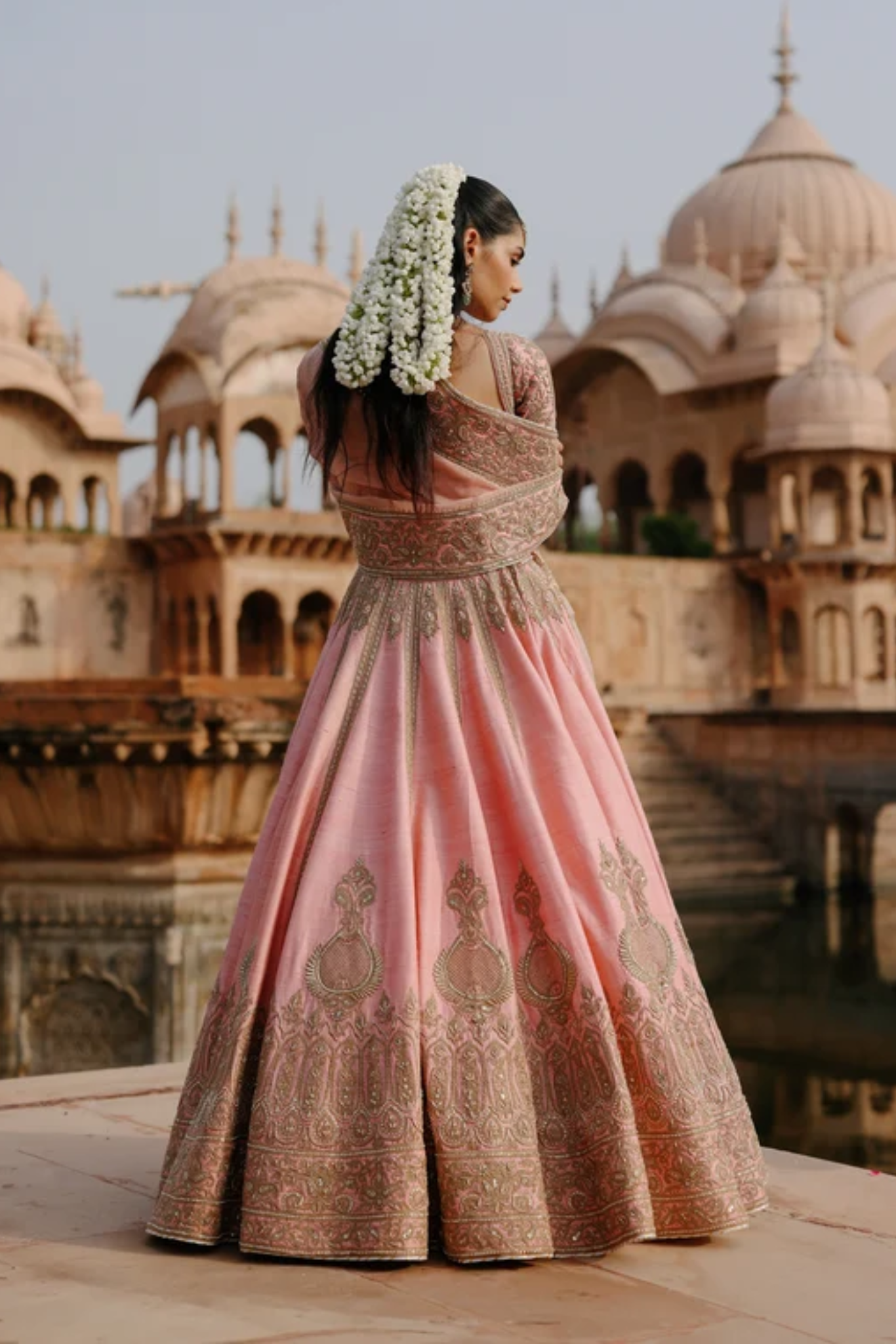 Jannah - Pink Lehenga Set With Blouse & Dupatta