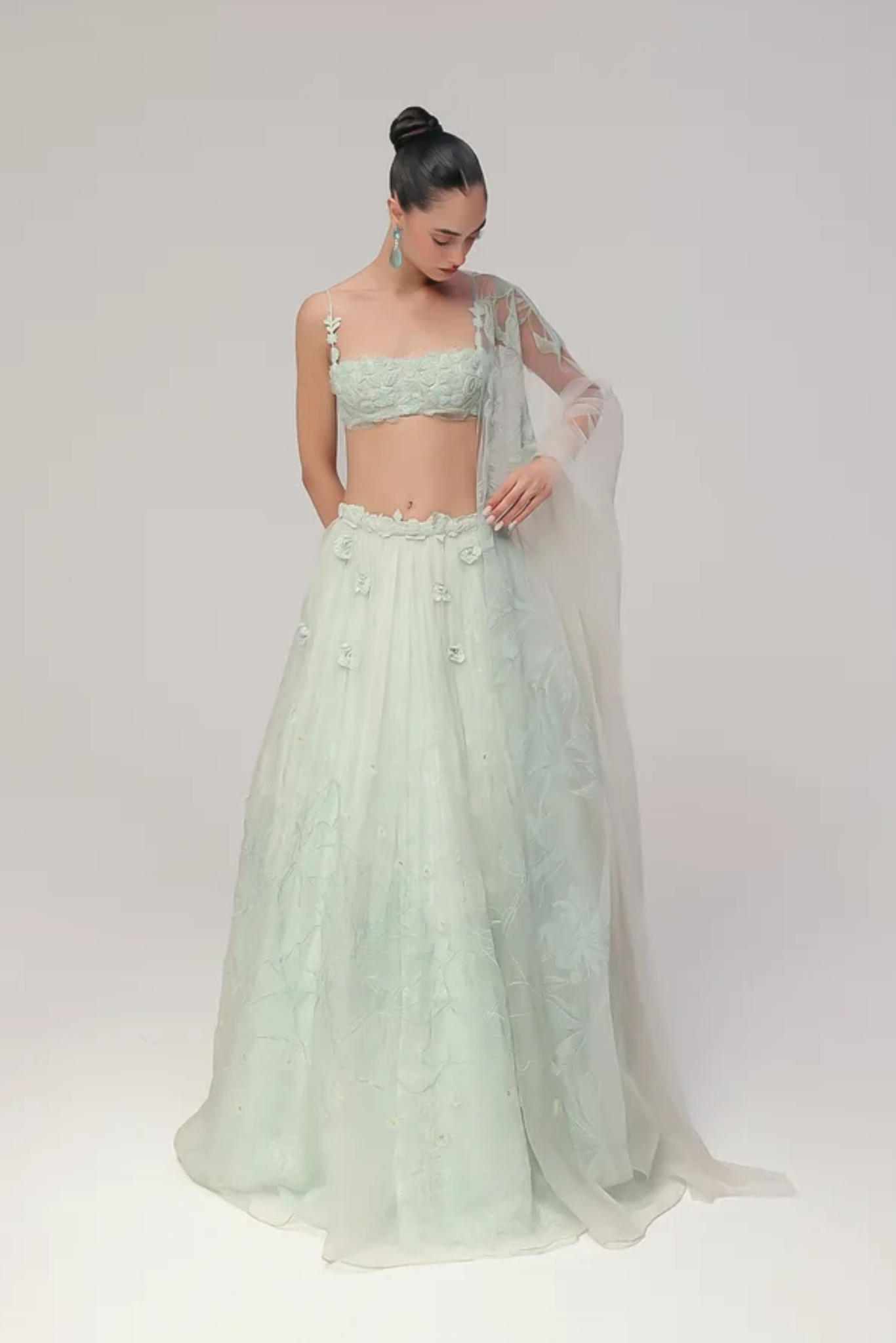 A cornflower blue Lehenga