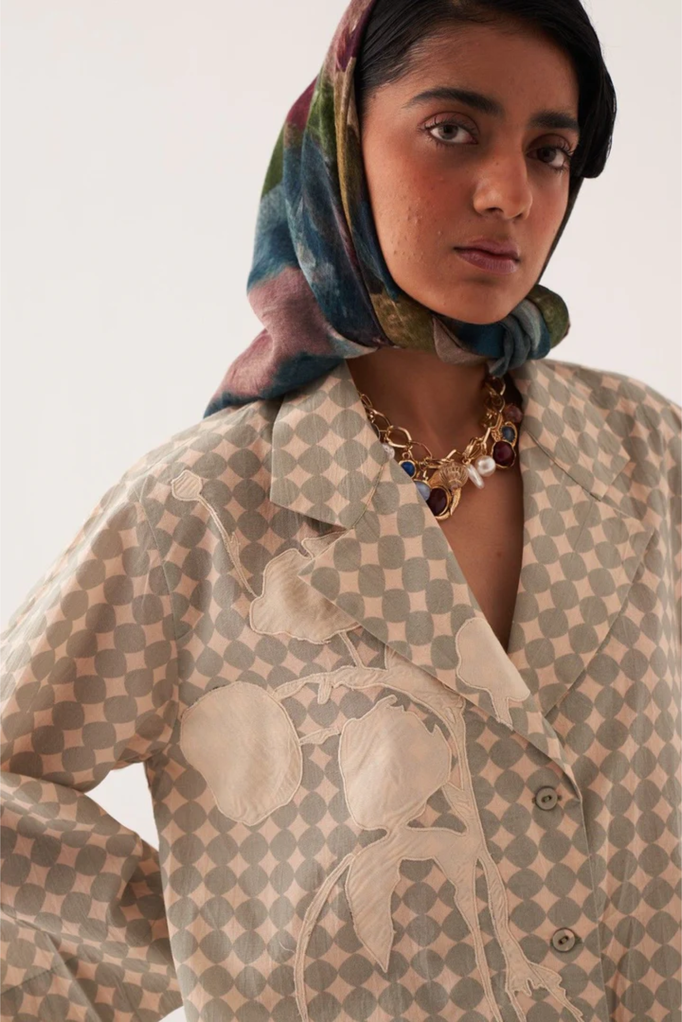 Cuboid Appliqe Jacket Shirt