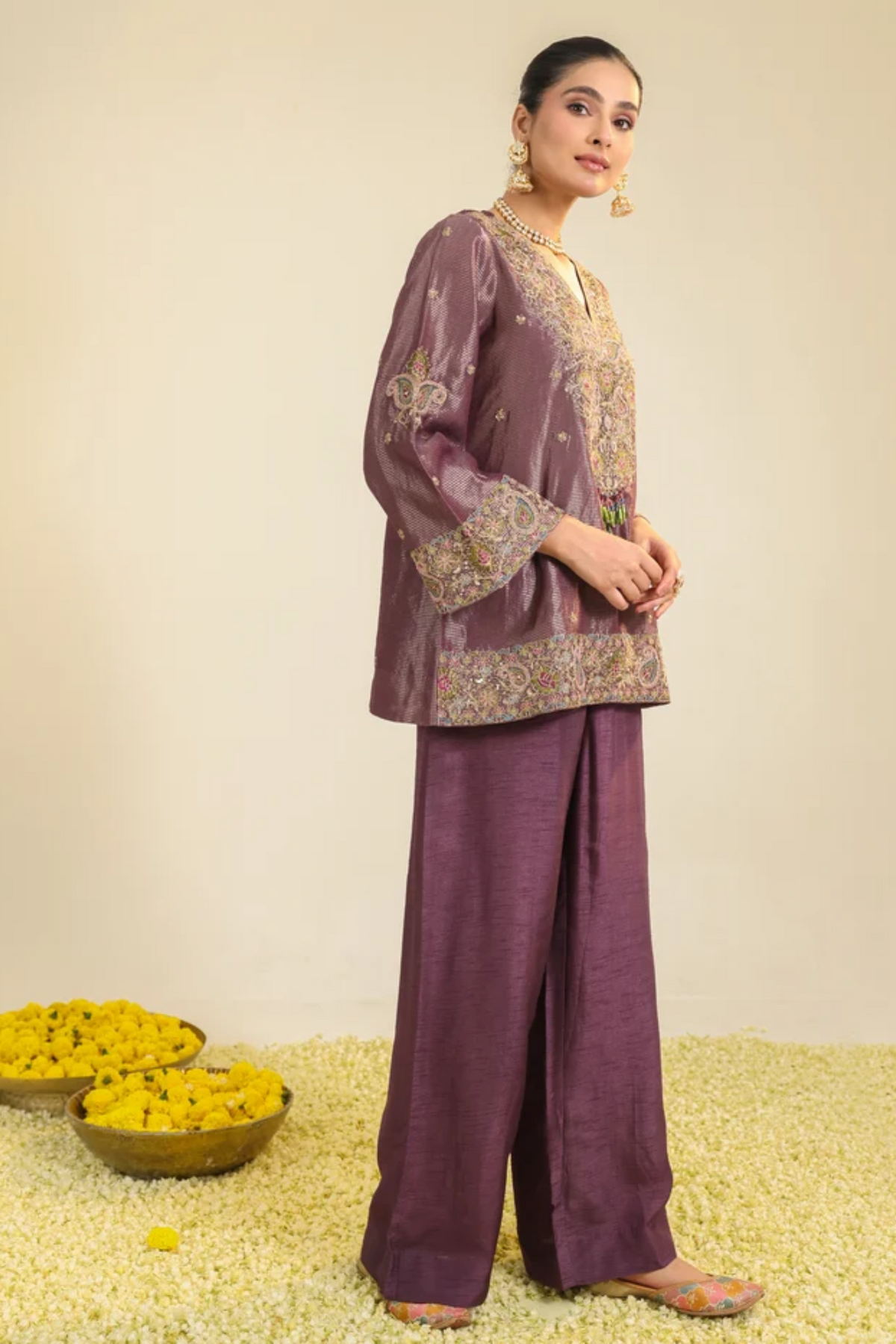 Purple Stripe Farha Co-ord Set
