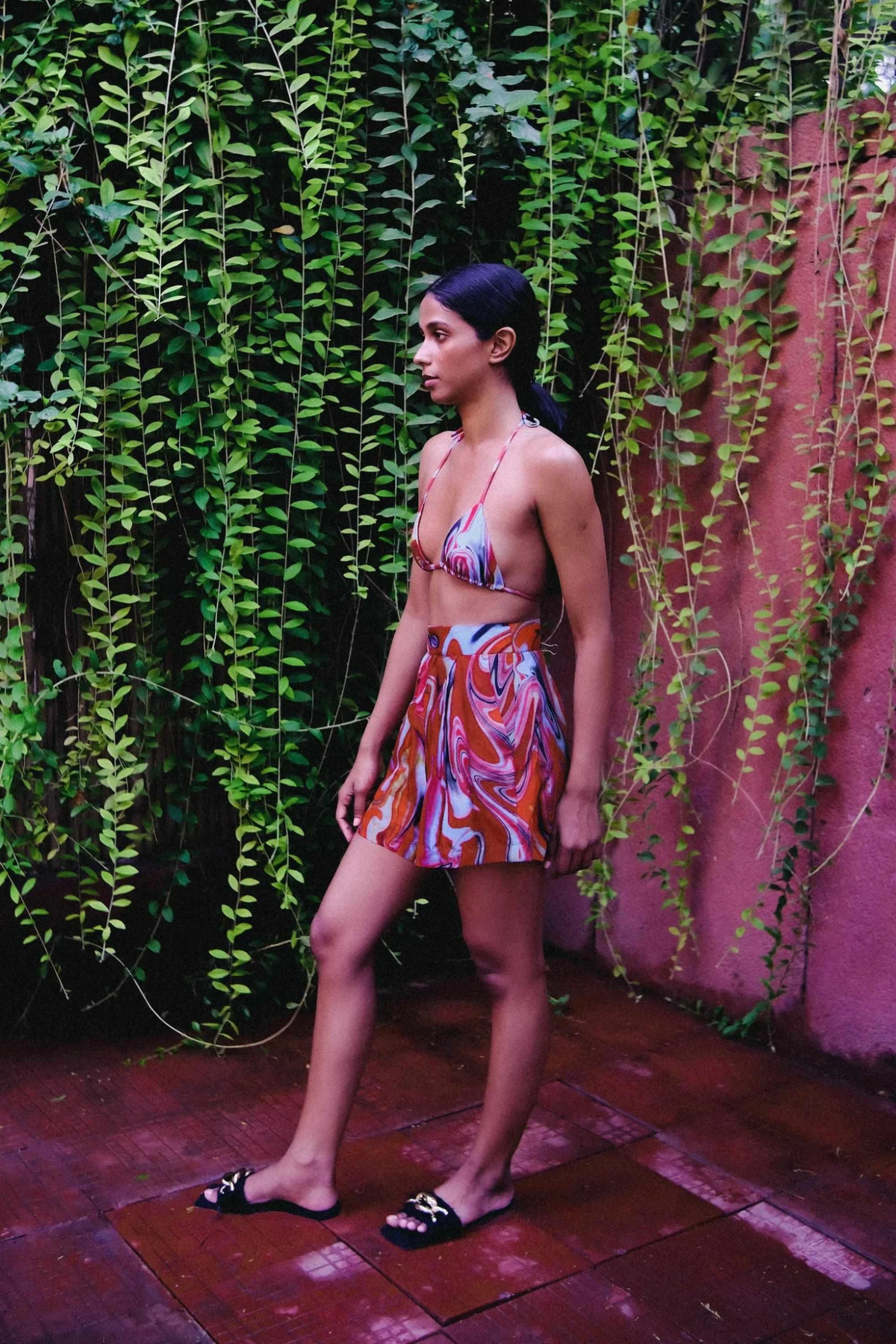 Cayenne Wave High Waist Shorts With Side Pockets