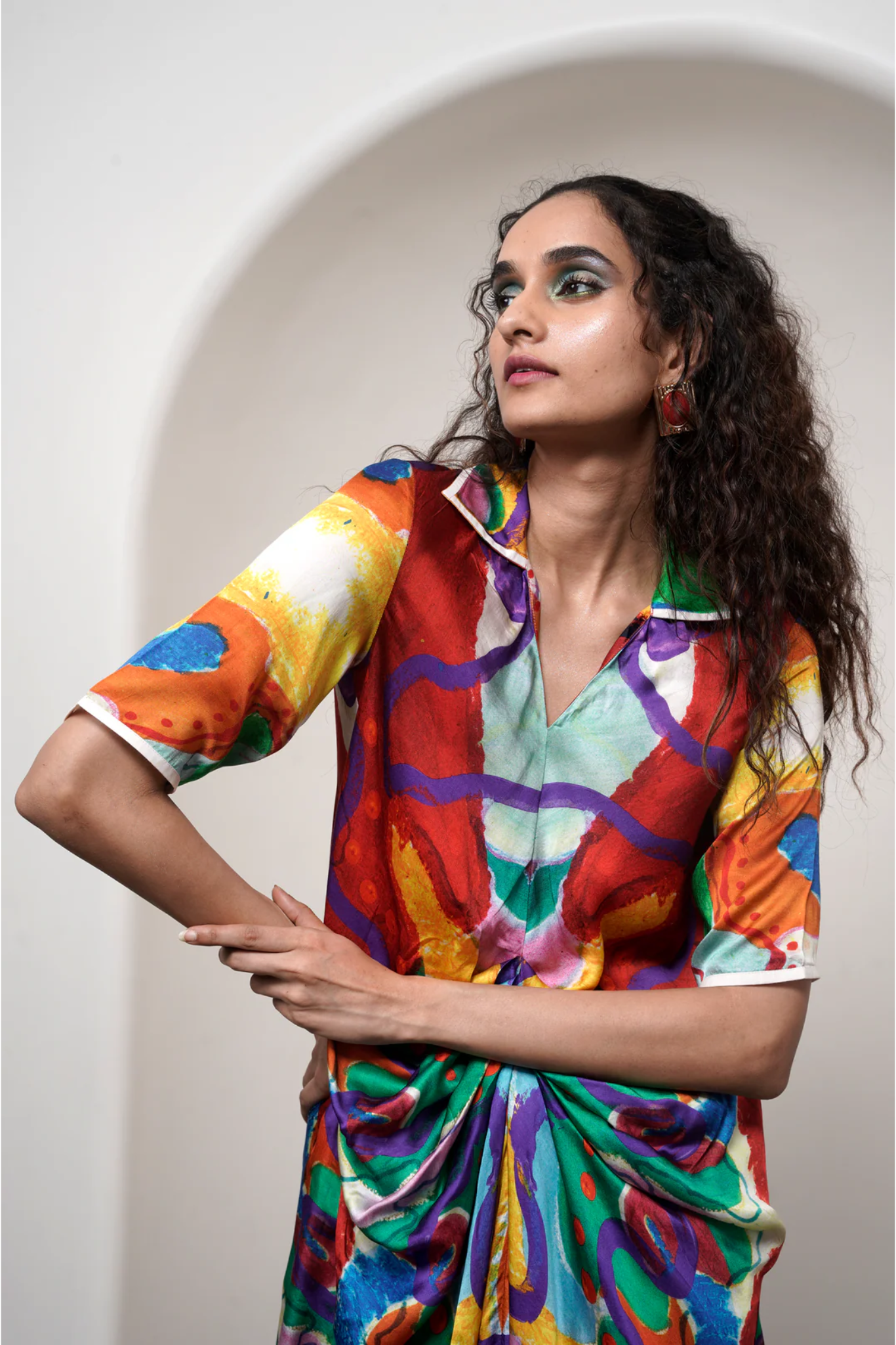 Alya Draped Shirt Dress