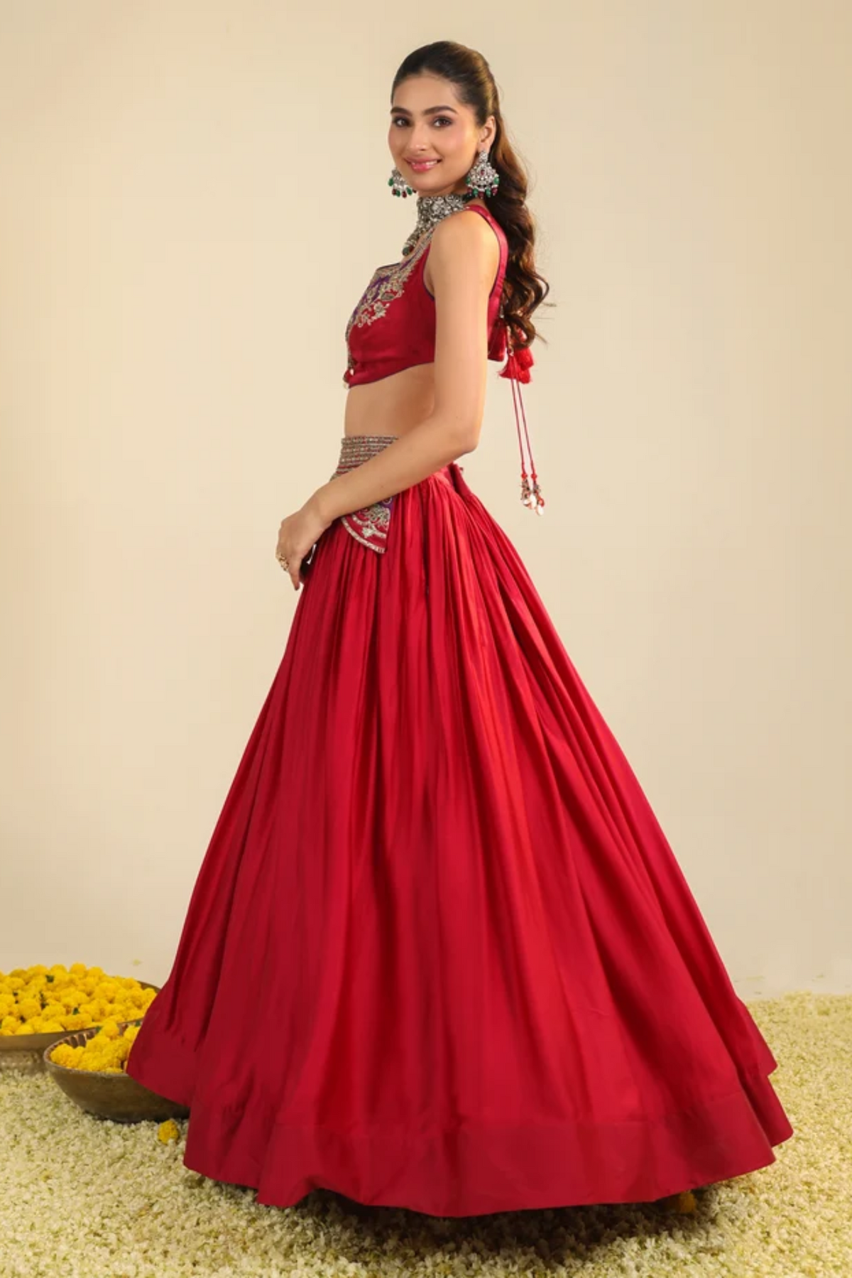 Deep Red Ira Lehenga Set