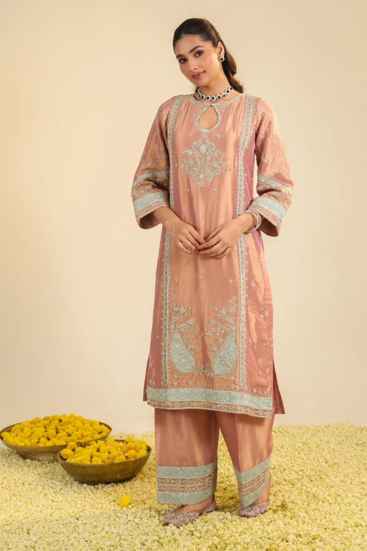Pink Lamhe Tissue Kurta Set