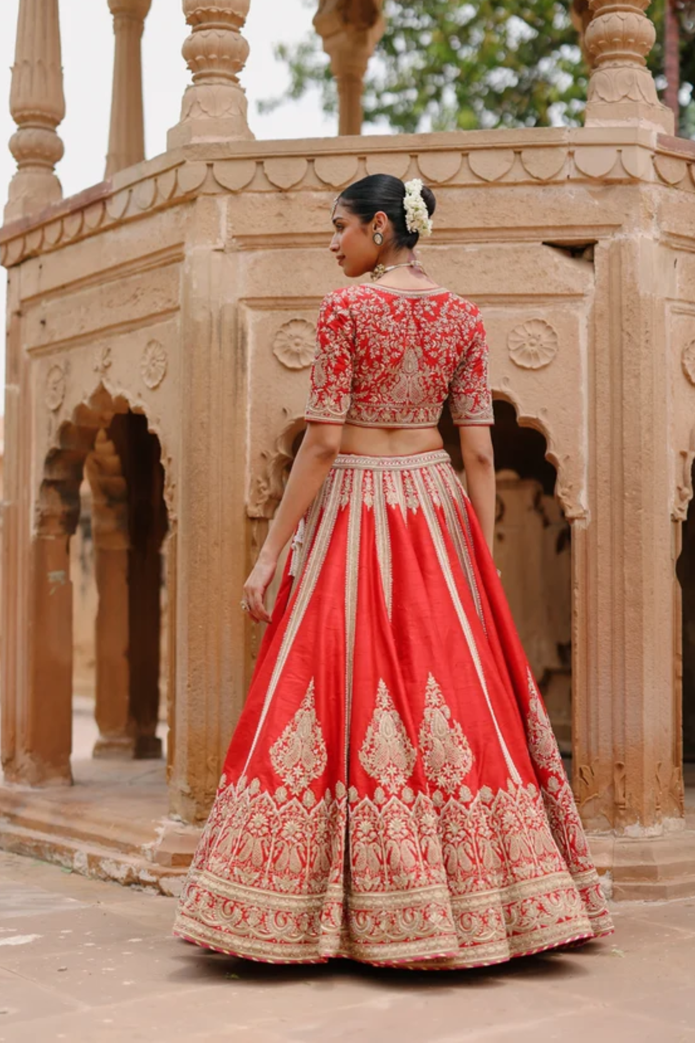 Mahroz - Deep Red Lehenga Set With Blouse & Dupatta