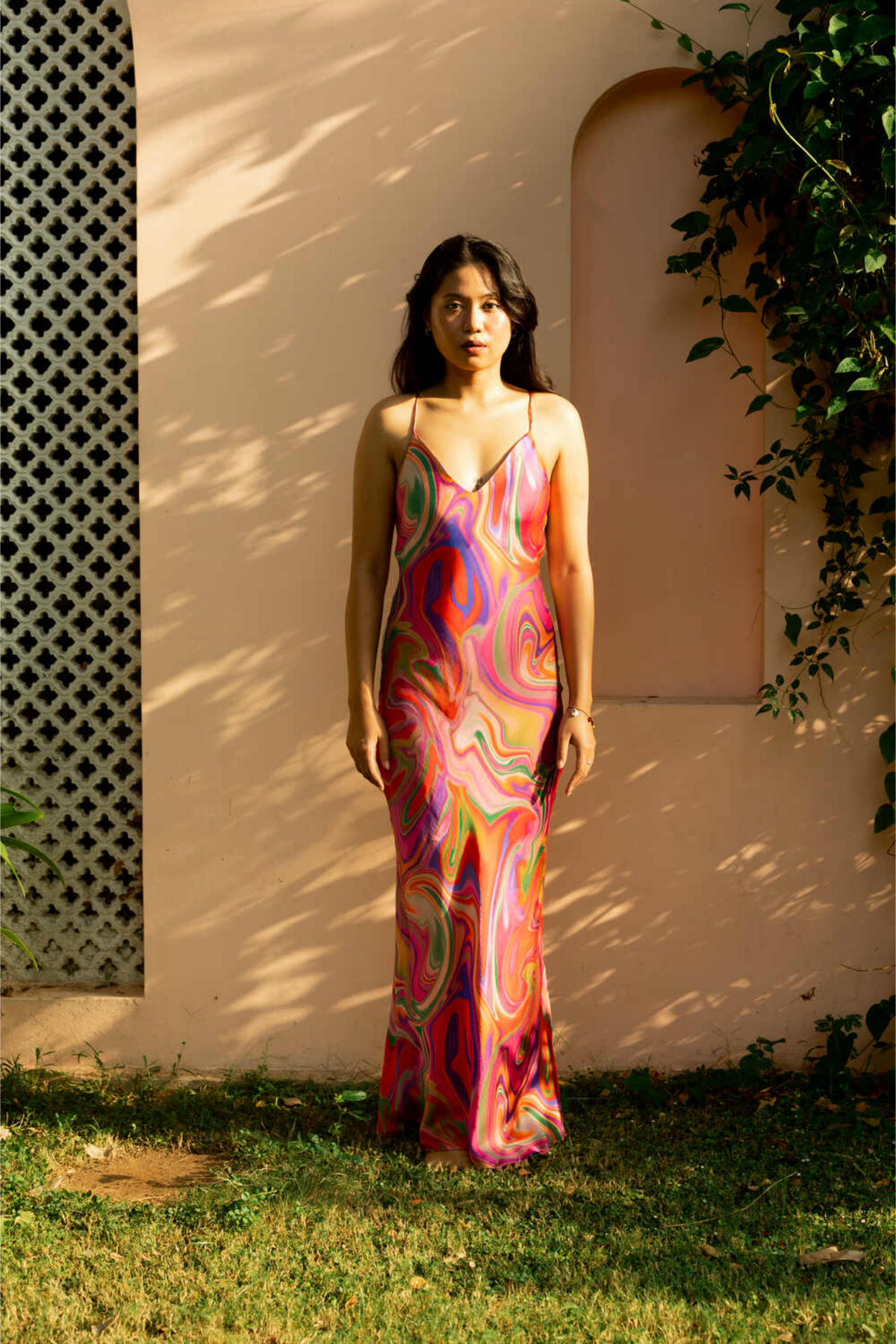 Satin Slip Dress - Candy Wave