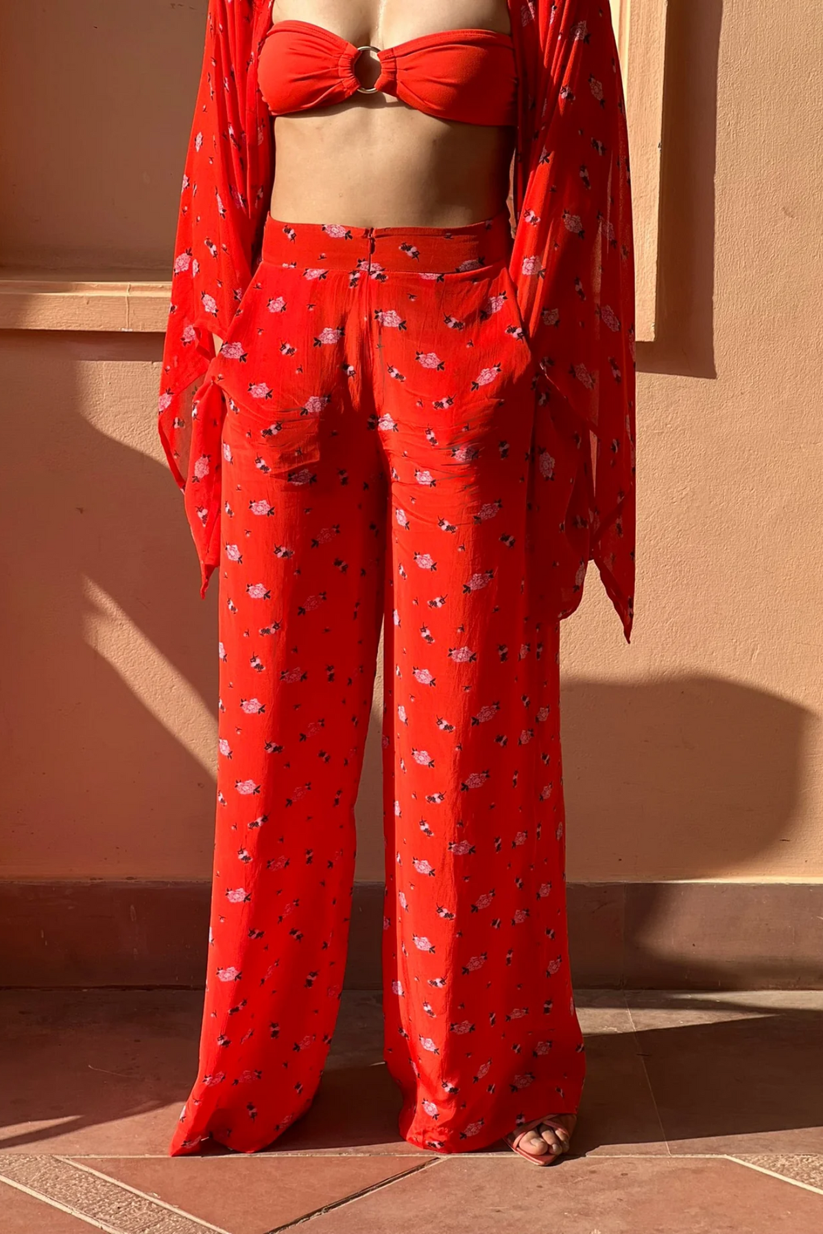 Trousers with Pockets - Carnations