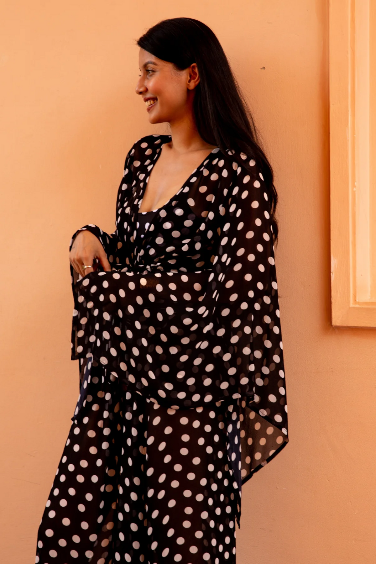 Kaftan with Butterfly Sleeves - Noir Dot
