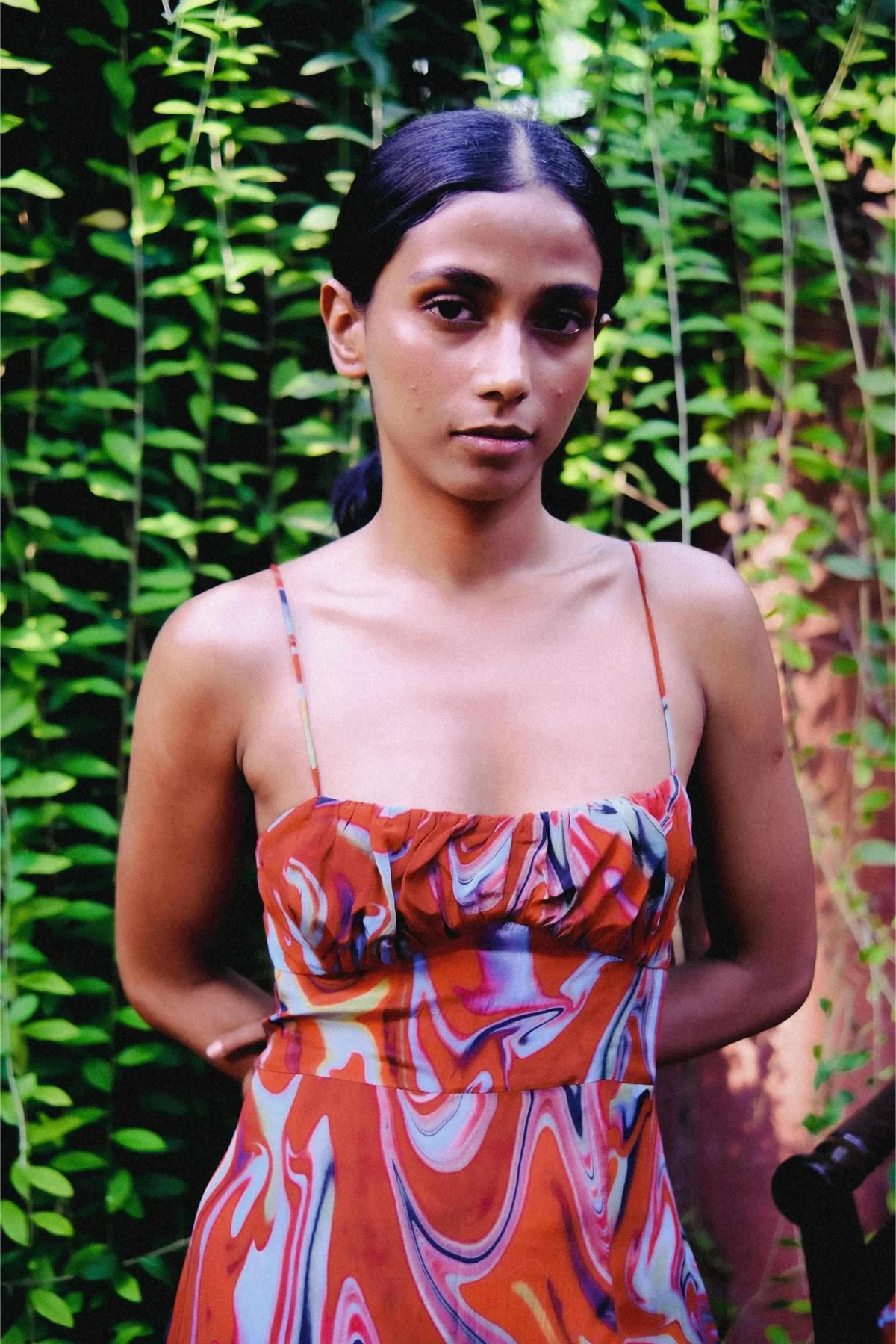 Cayenne Wave Ruched Bust slip dress