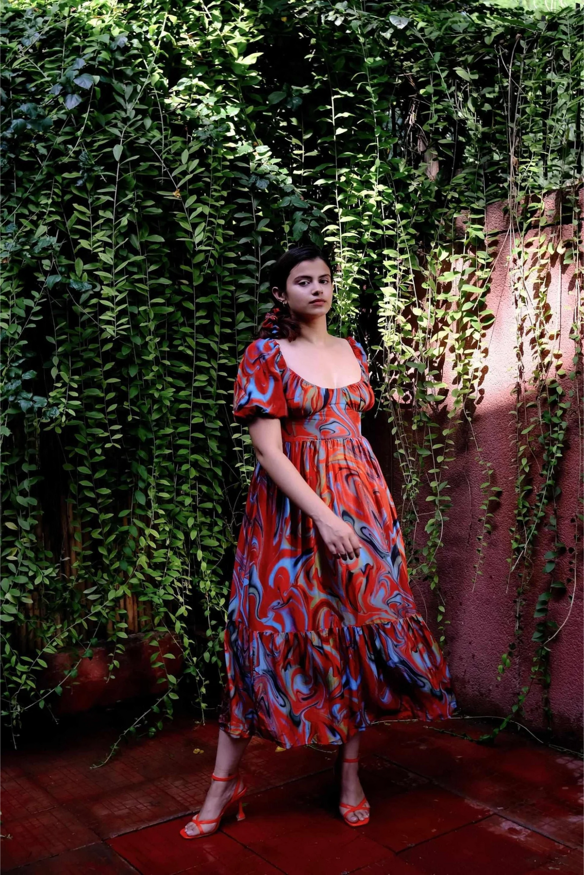 Cayenne Wave Back Tie Up Corset Dress With Pockets