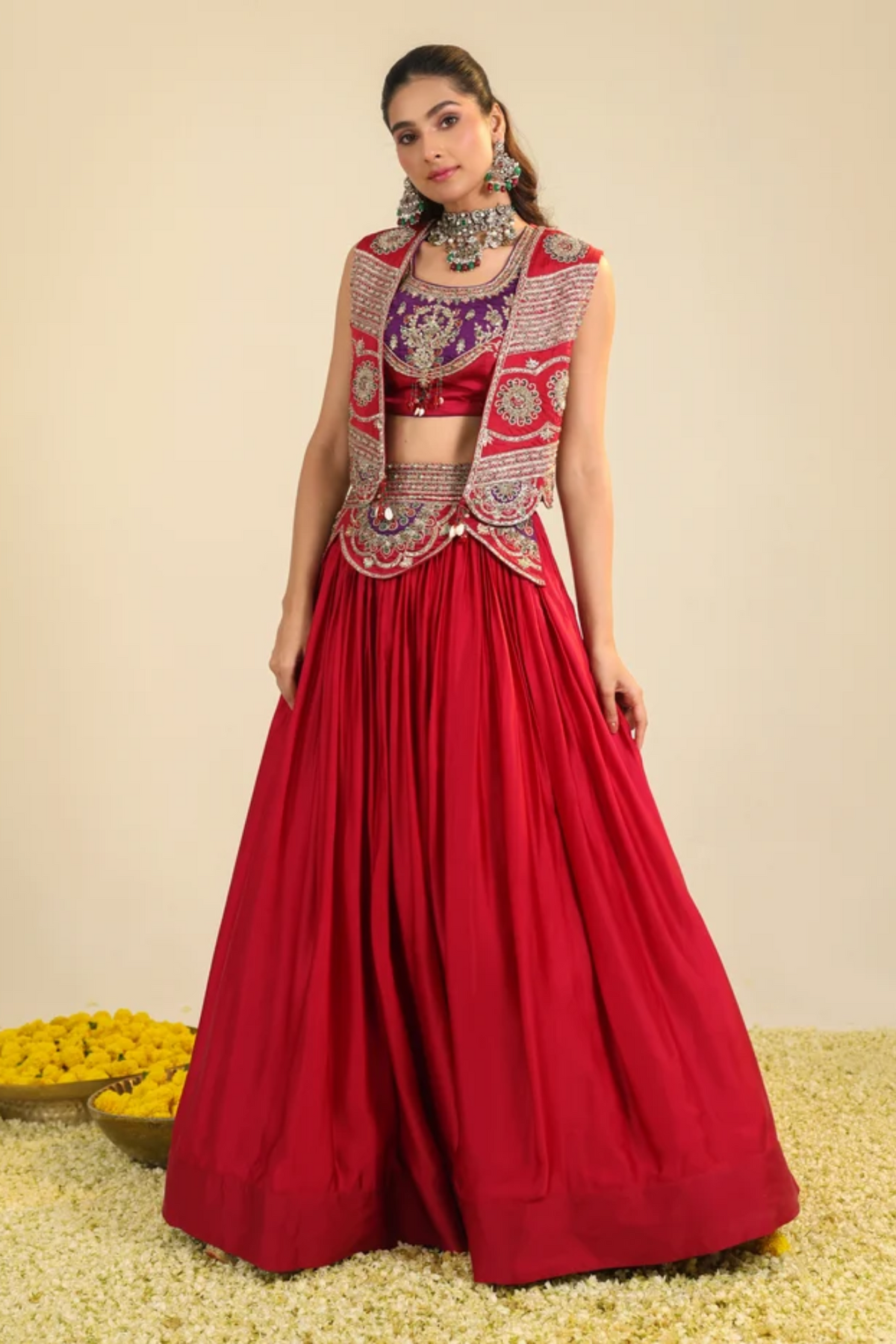 Deep Red Ira Lehenga Set