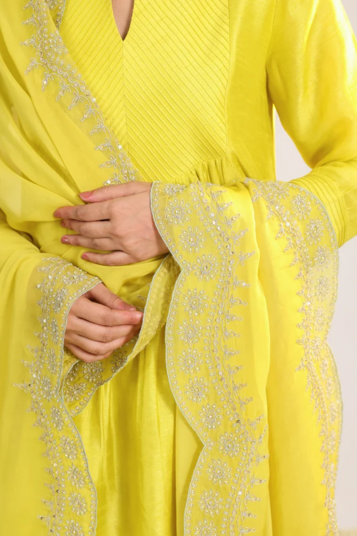 Yellow Scalloped Kurta Set