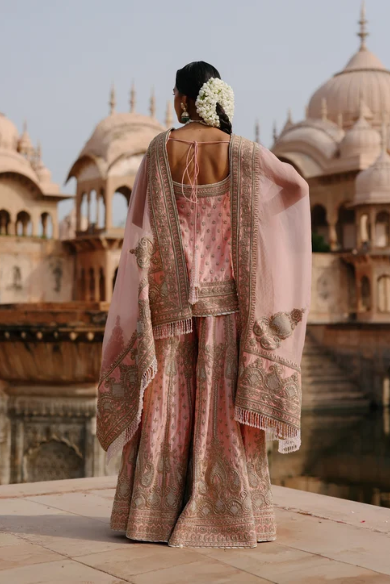 Tasnim - Pink Kurta Set with Sharara & Dupatta