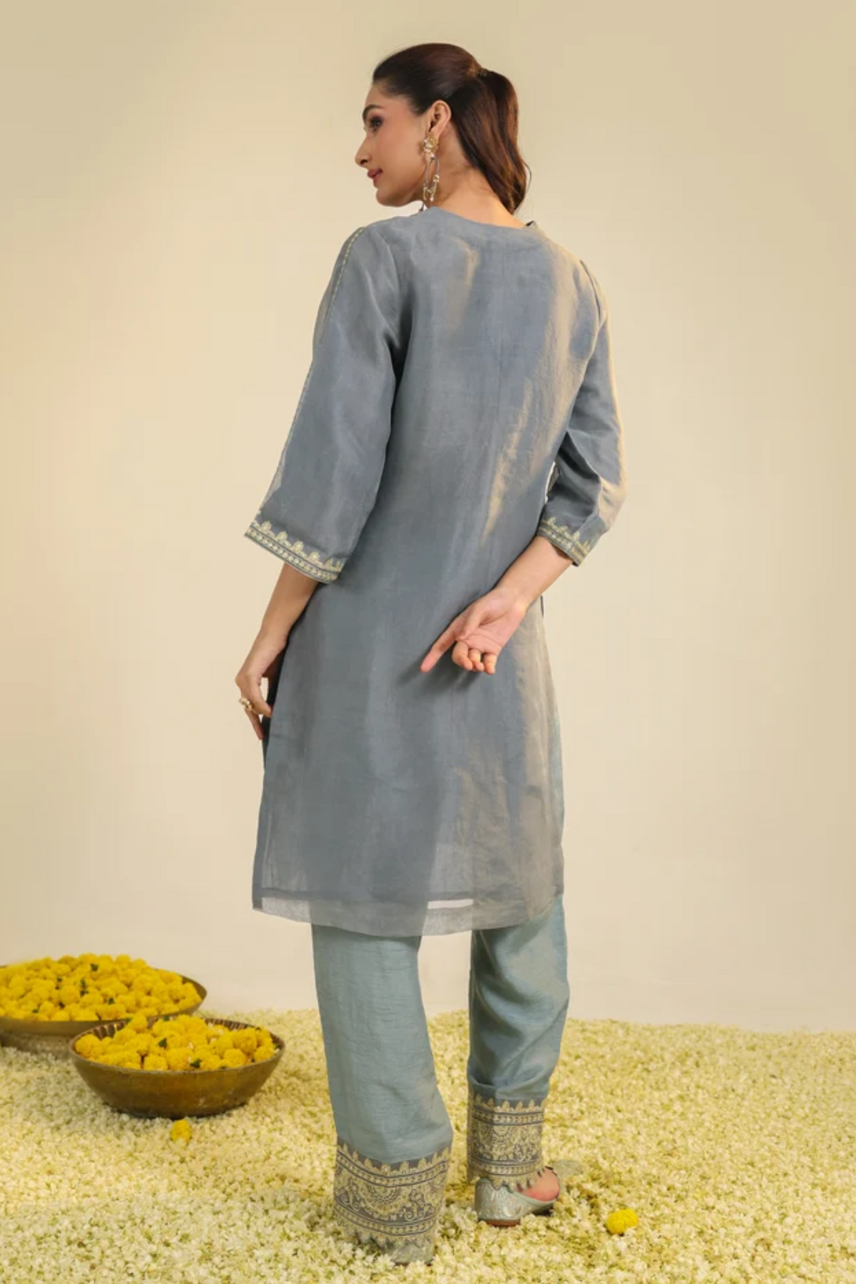 Mist Blue Janki Scalloped Kurta Set
