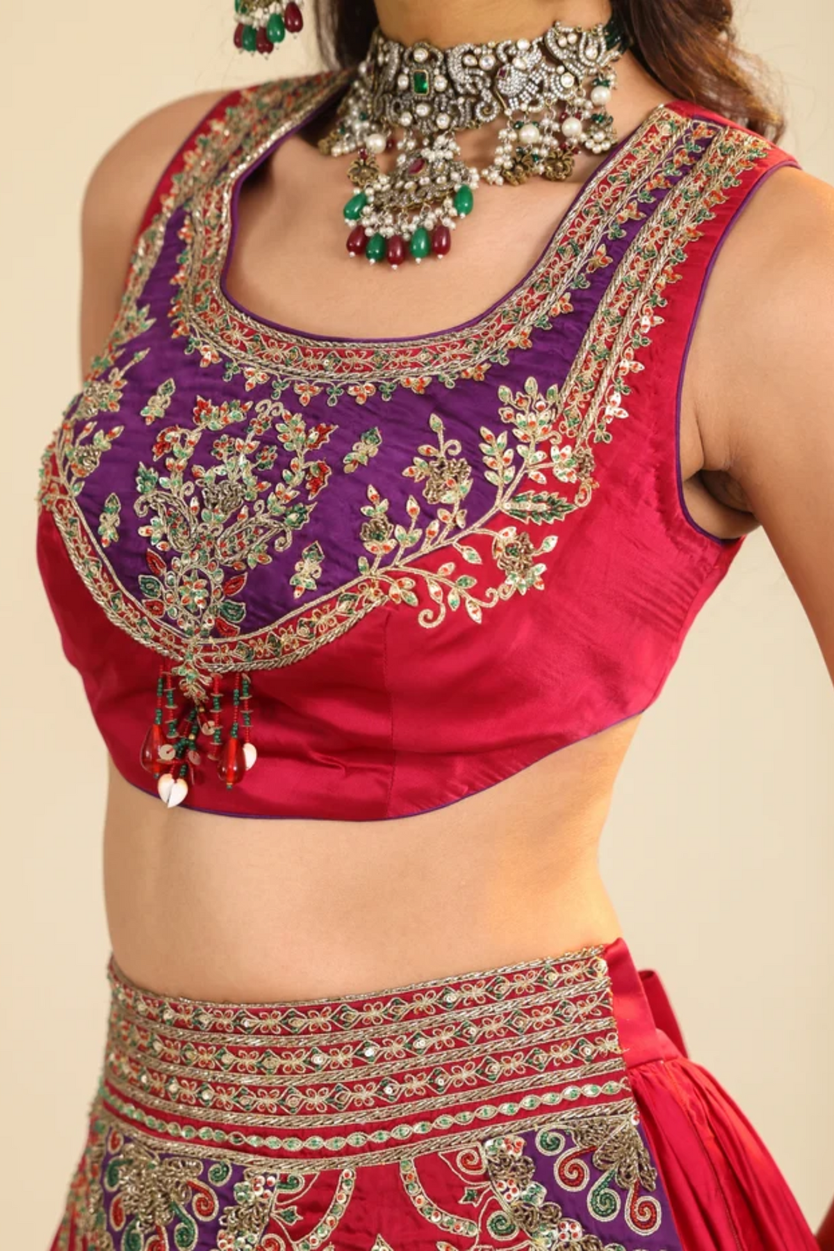 Deep Red Ira Lehenga Set