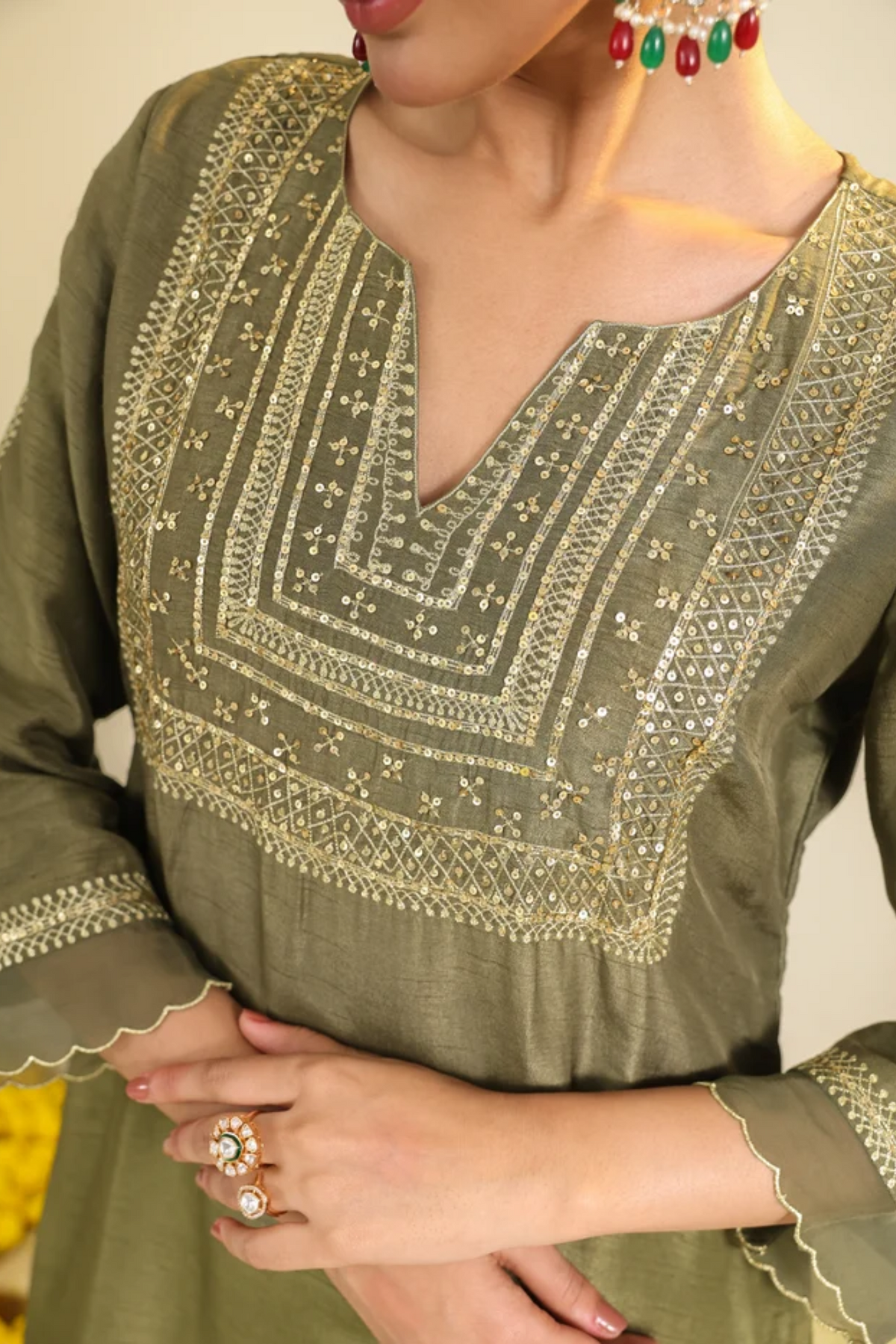 Sage Green Mughal Kurta Set