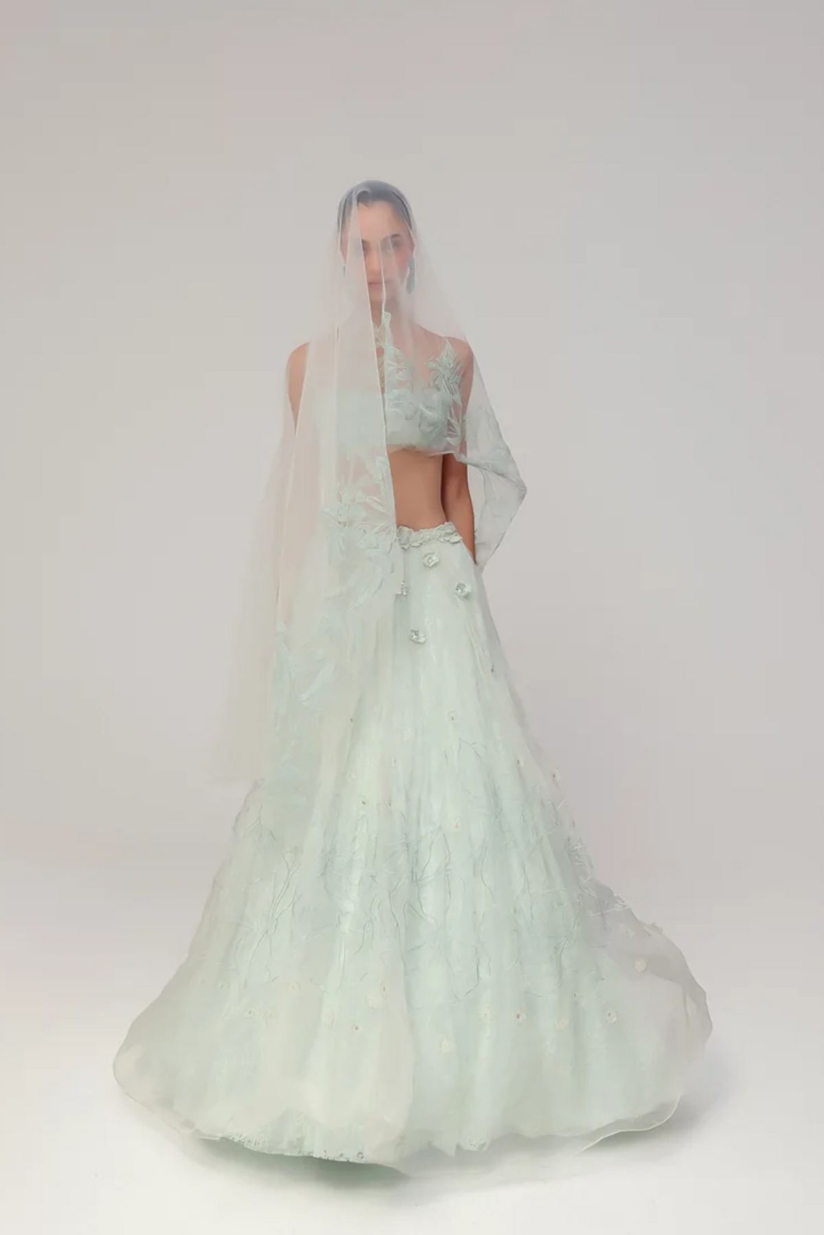 A cornflower blue Lehenga