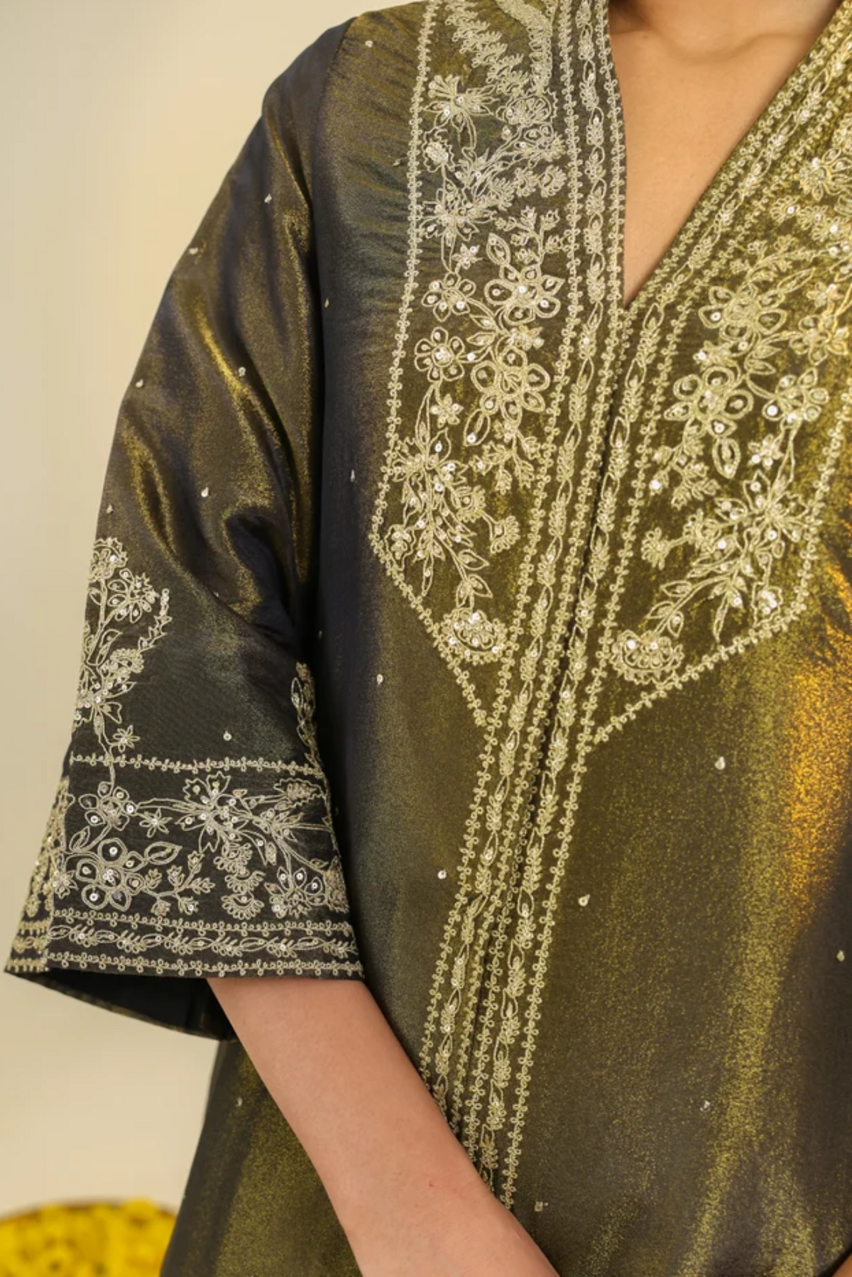 Black Shimmer Tissue Kurta Set