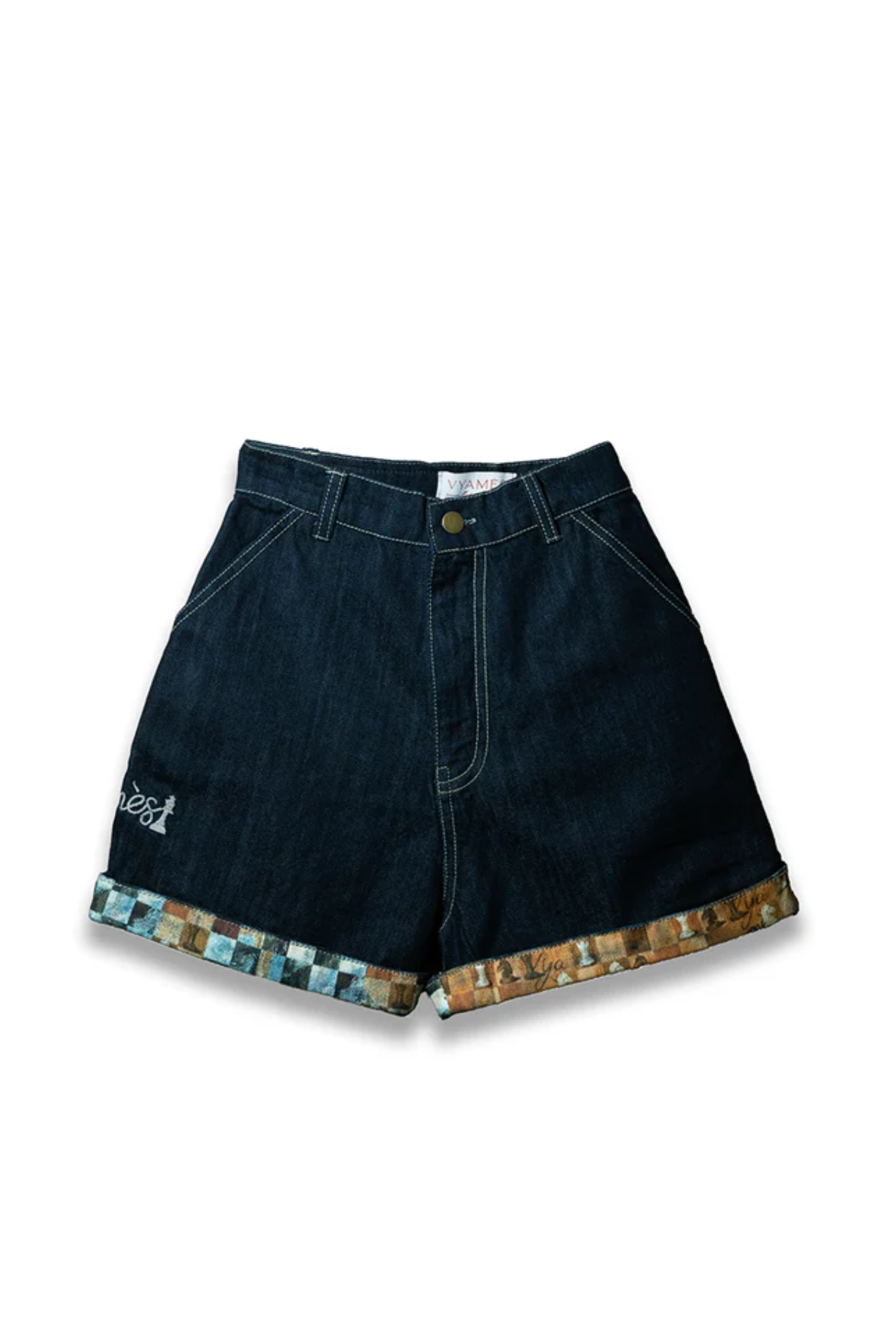 Modern chaupar high waisted denim shorts
