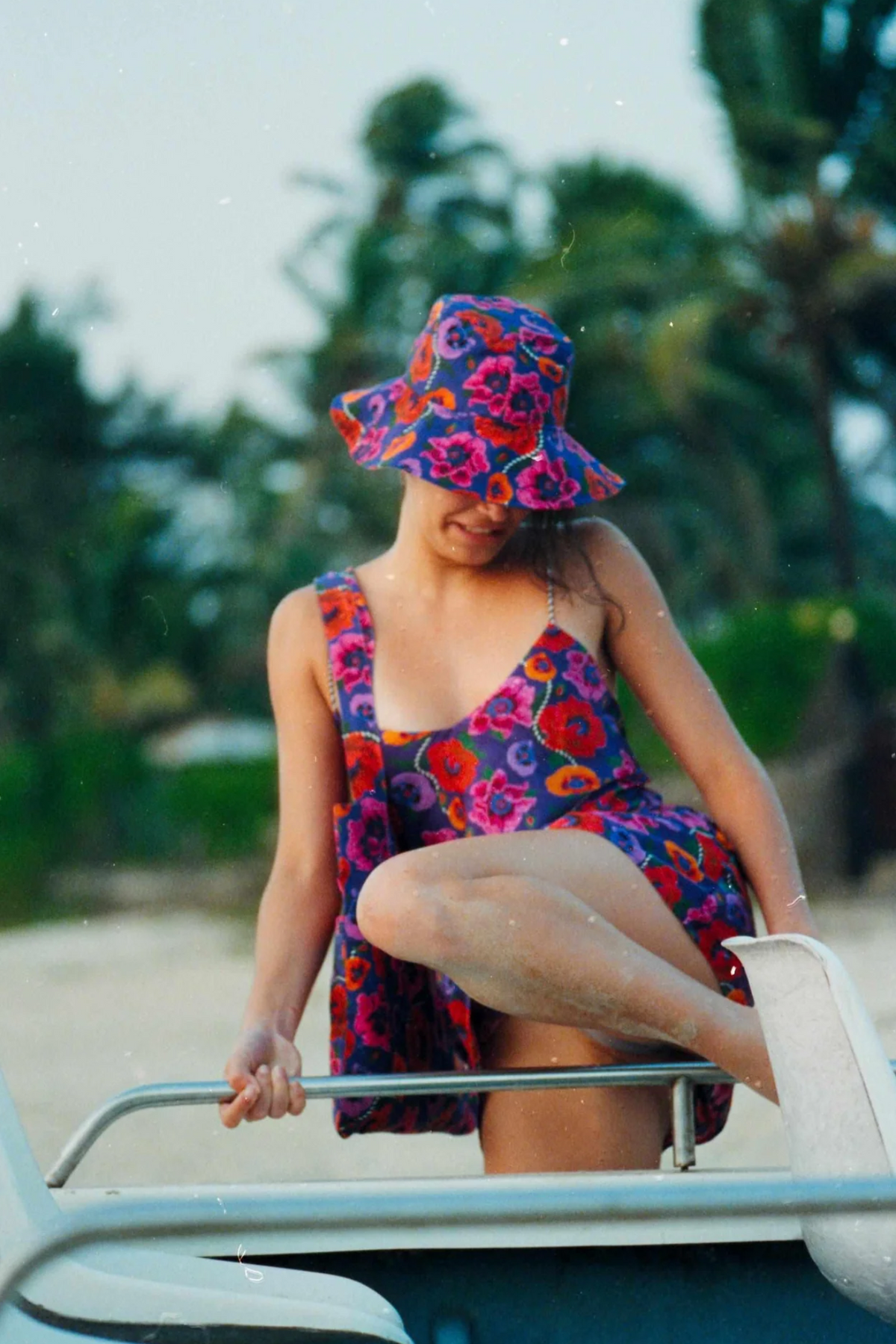 Oriental Poppy Short Slip Dress With Adjustable Handcrafted Straps