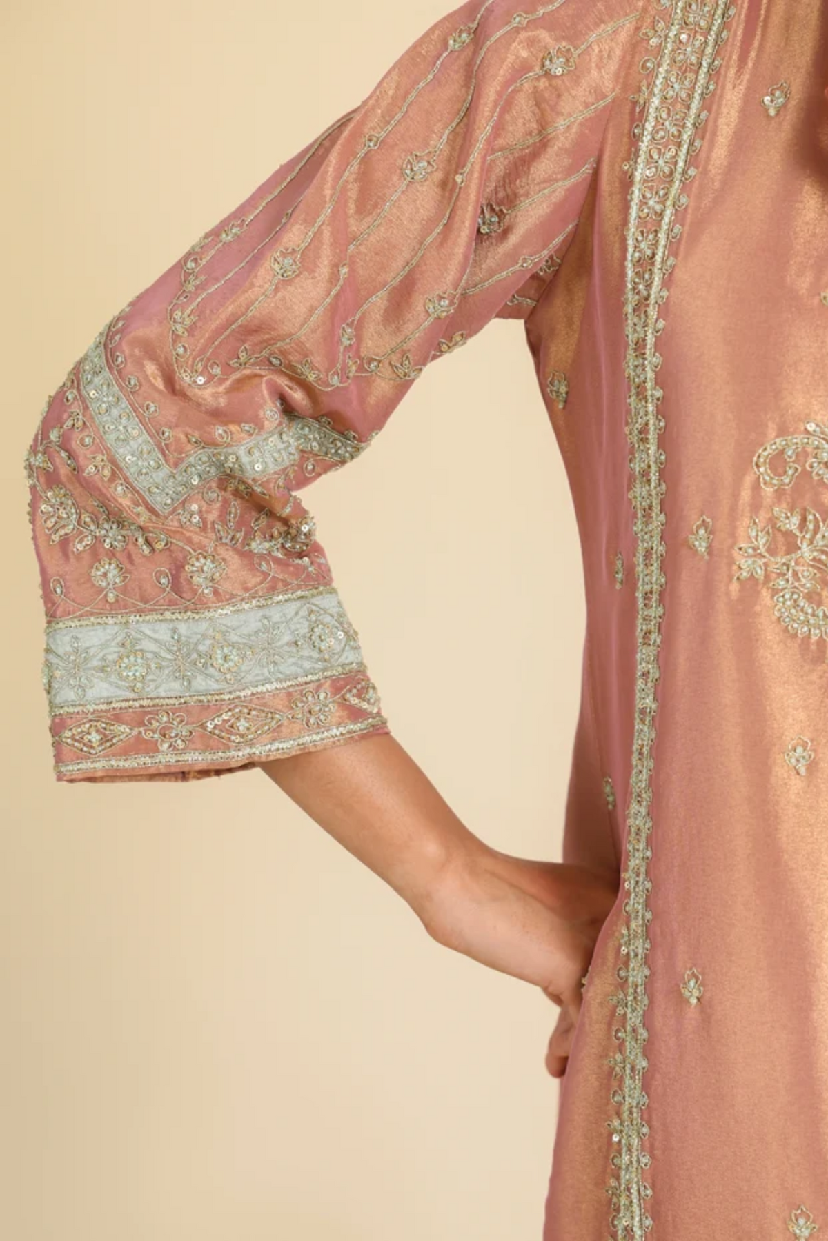 Pink Lamhe Tissue Kurta Set