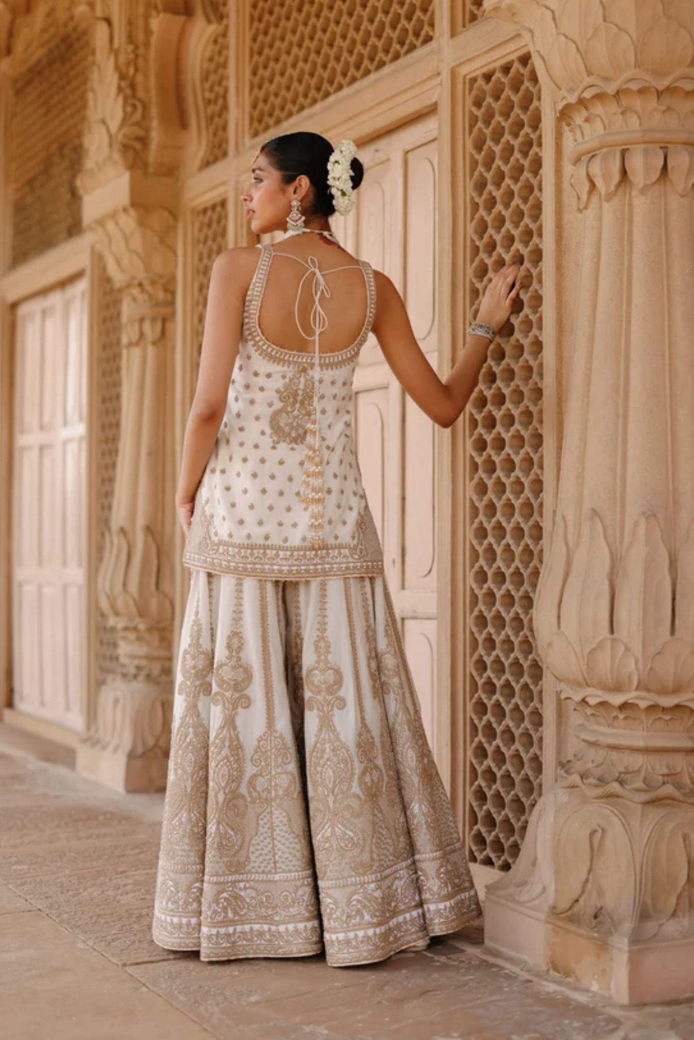 Shabnam - Daisy Ivory Kurta Set With Sharara & Dupatta