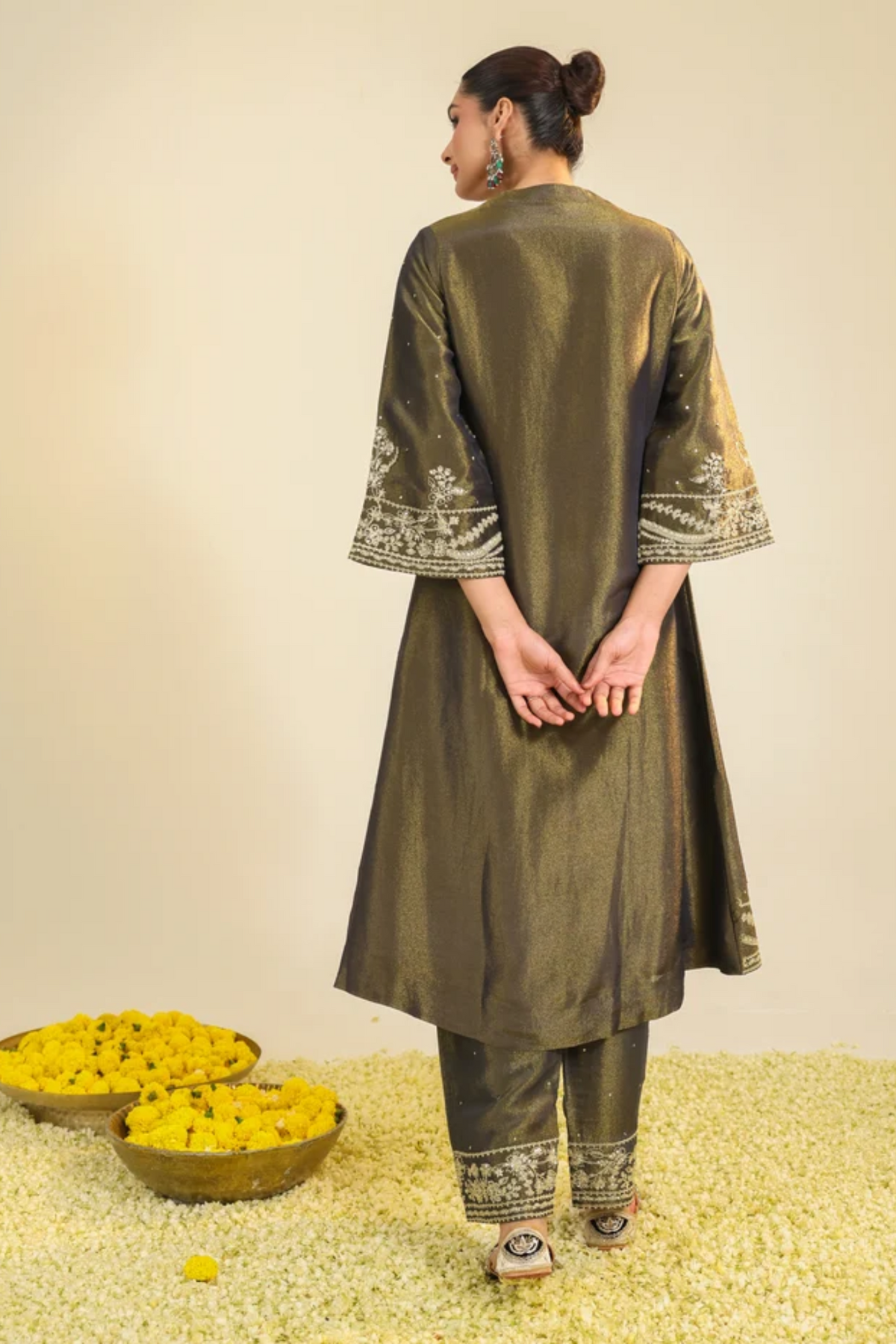 Black Shimmer Tissue Kurta Set