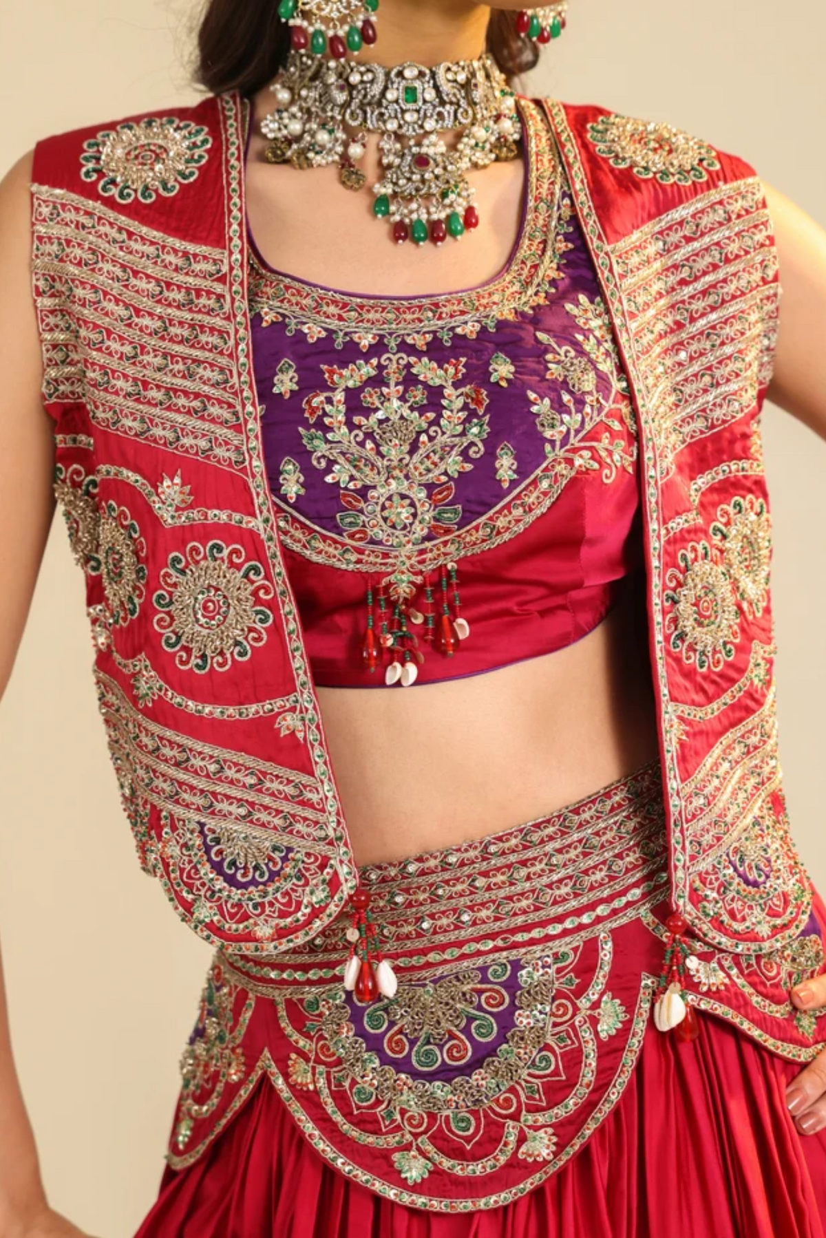Deep Red Ira Lehenga Set