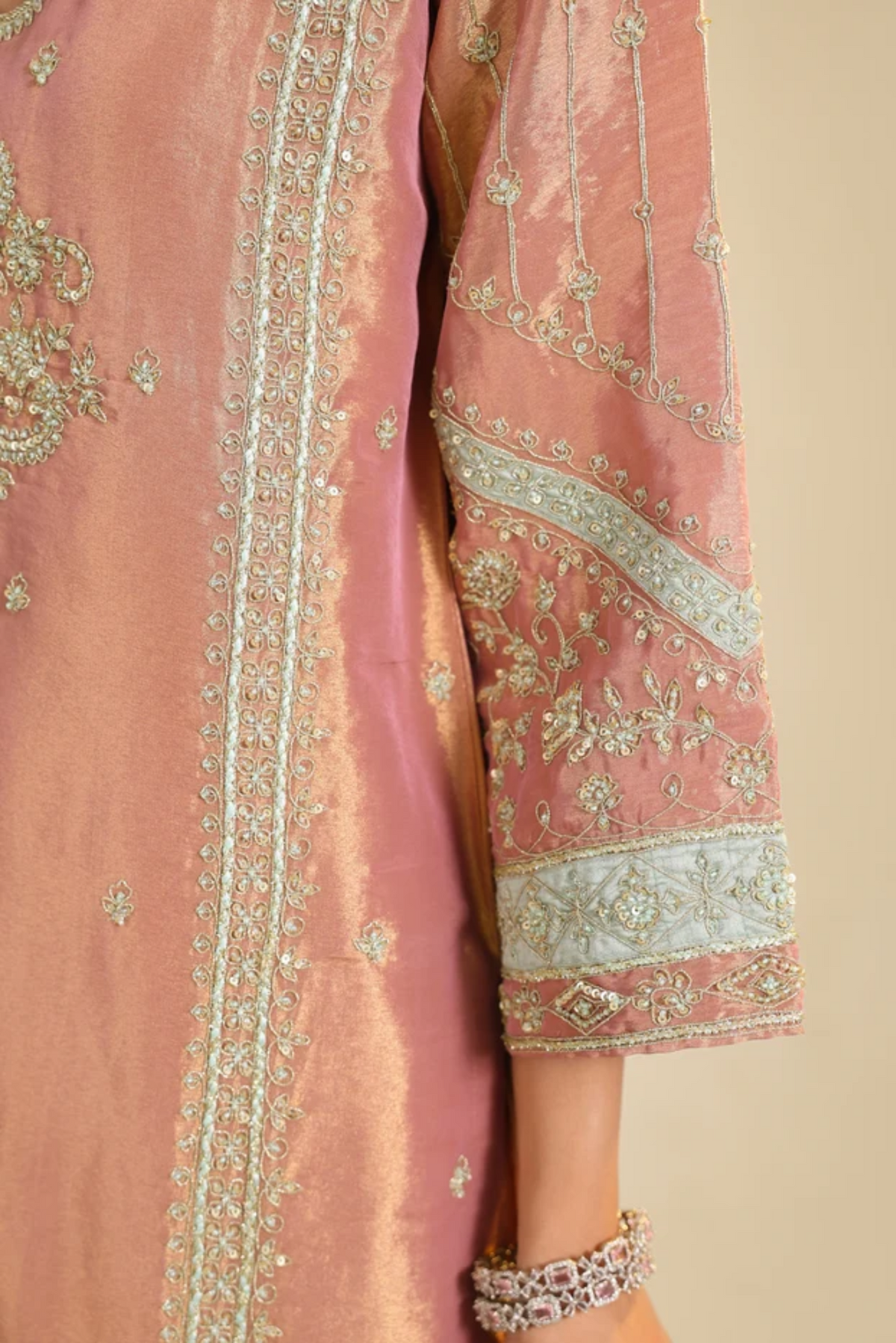 Pink Lamhe Tissue Kurta Set