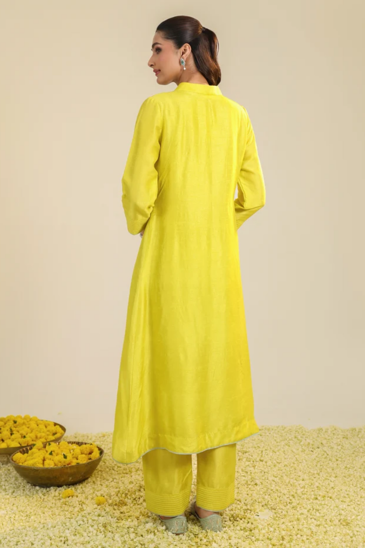 Yellow Scalloped Kurta Set