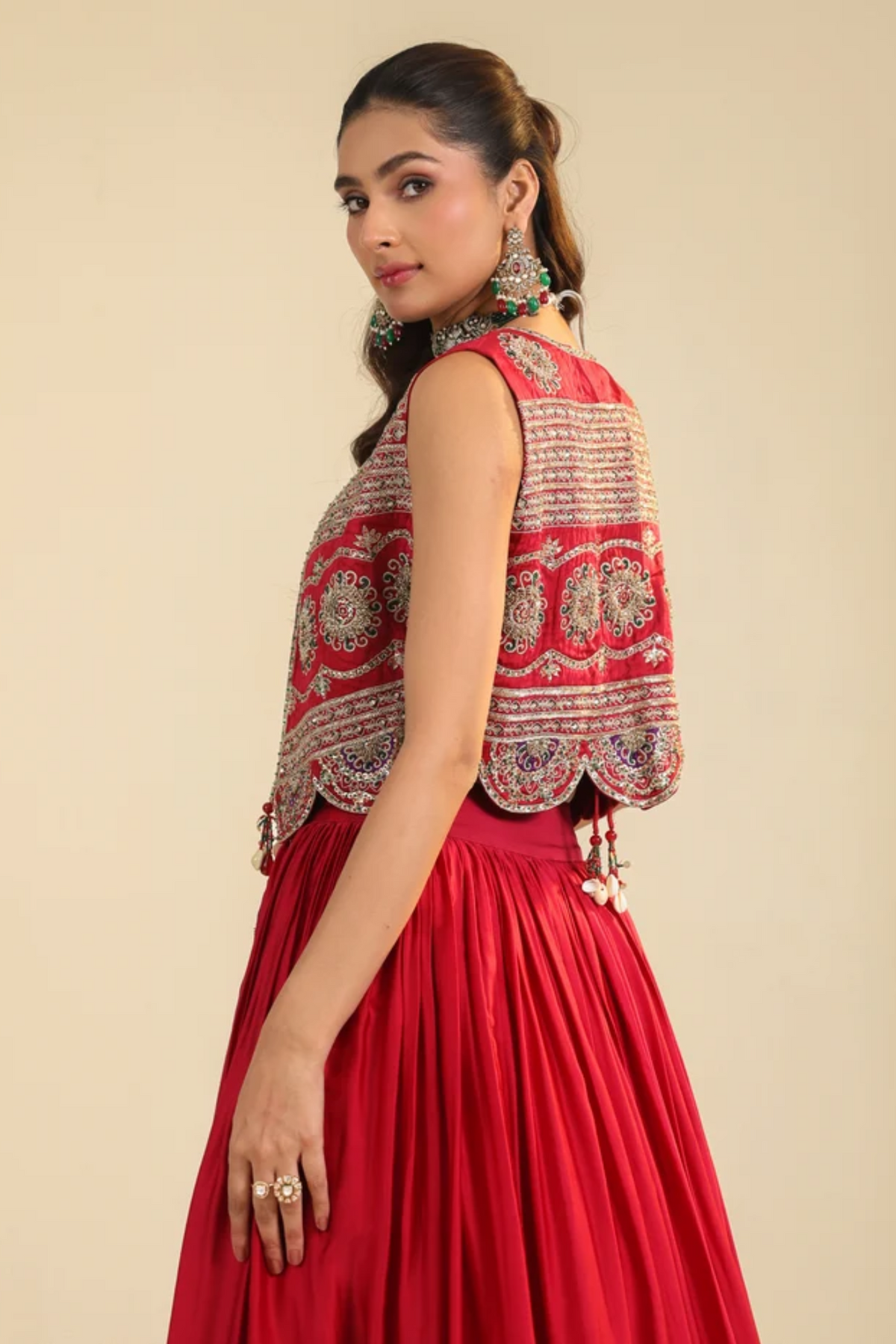 Deep Red Ira Lehenga Set