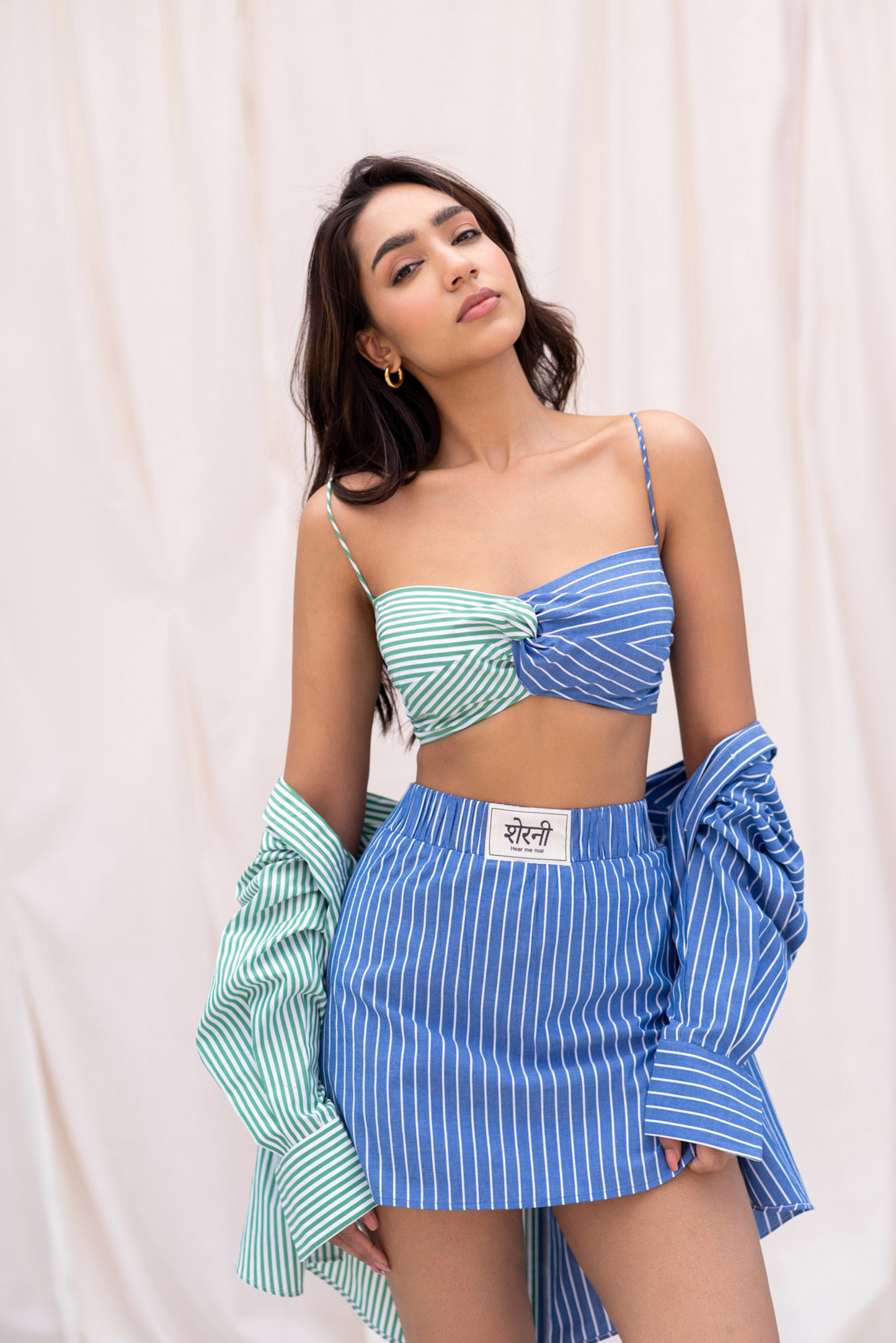 Blue & White Striped Skort