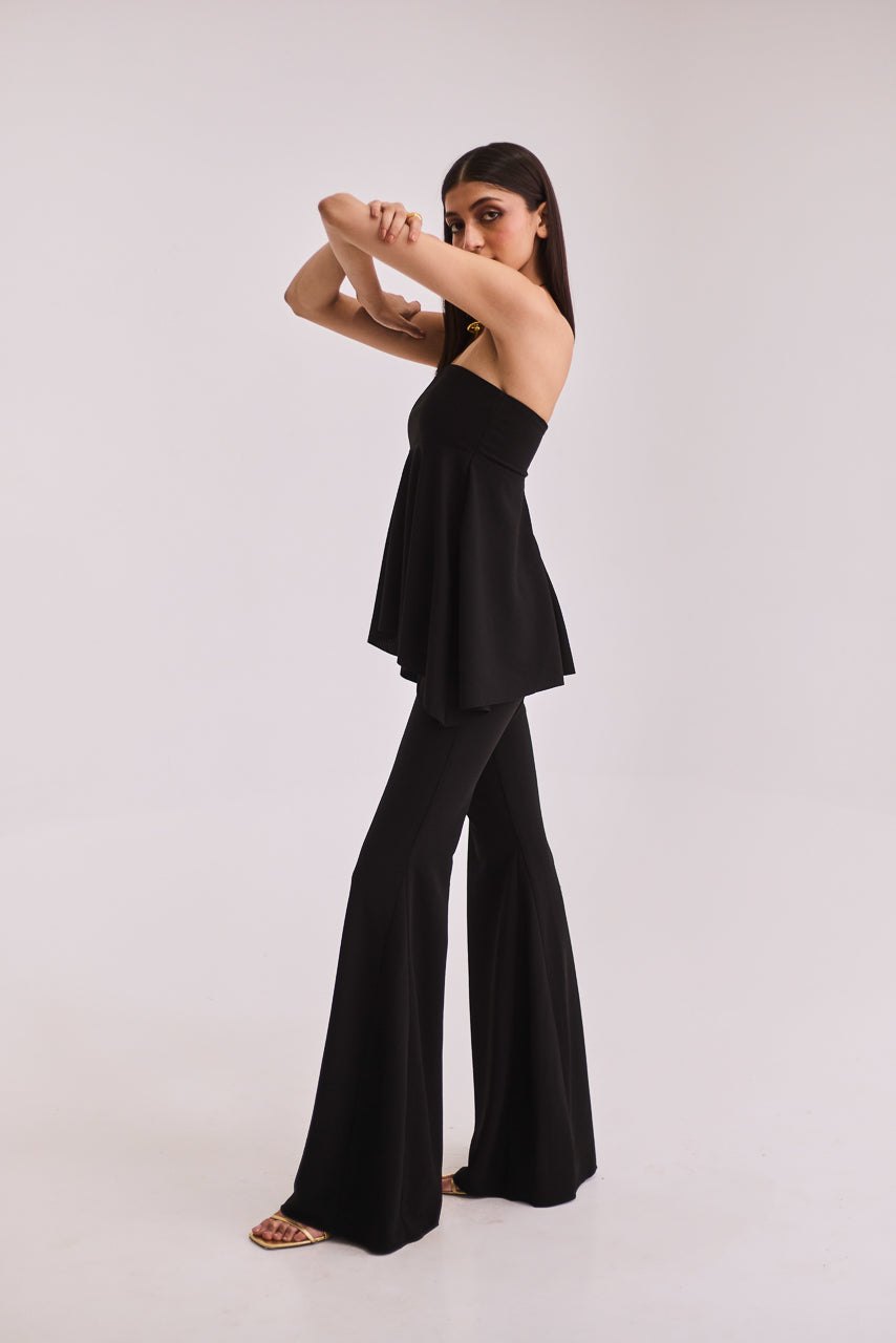Black Strapless Top & Pants Set