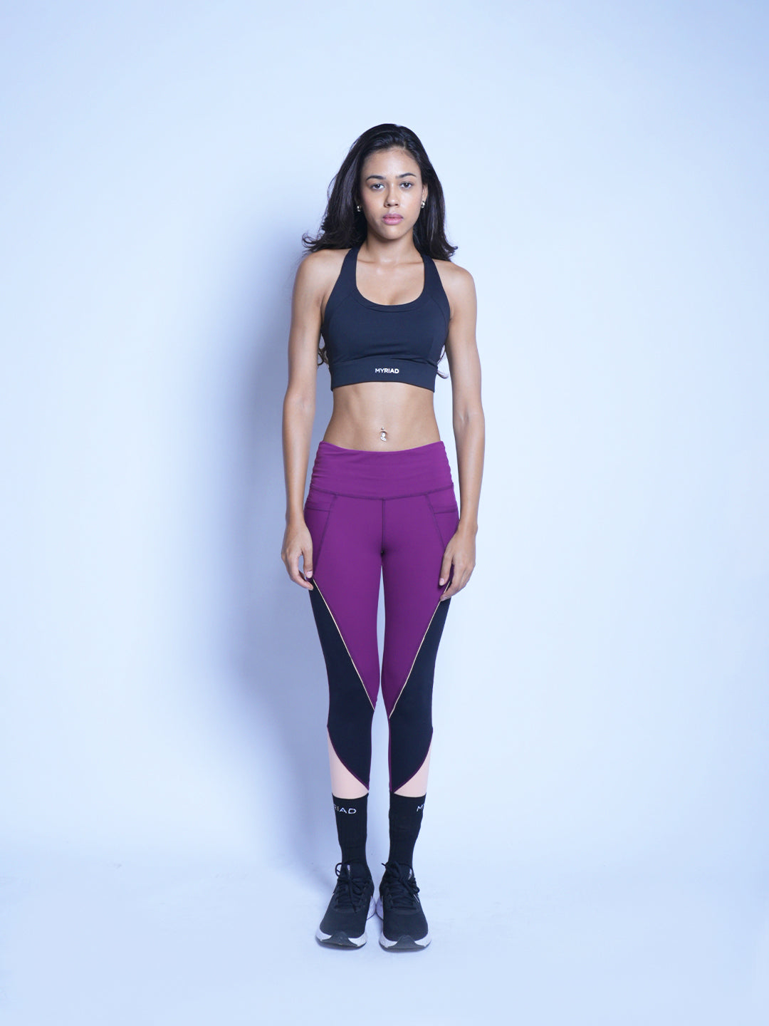 Countour Block Leggings - Plum